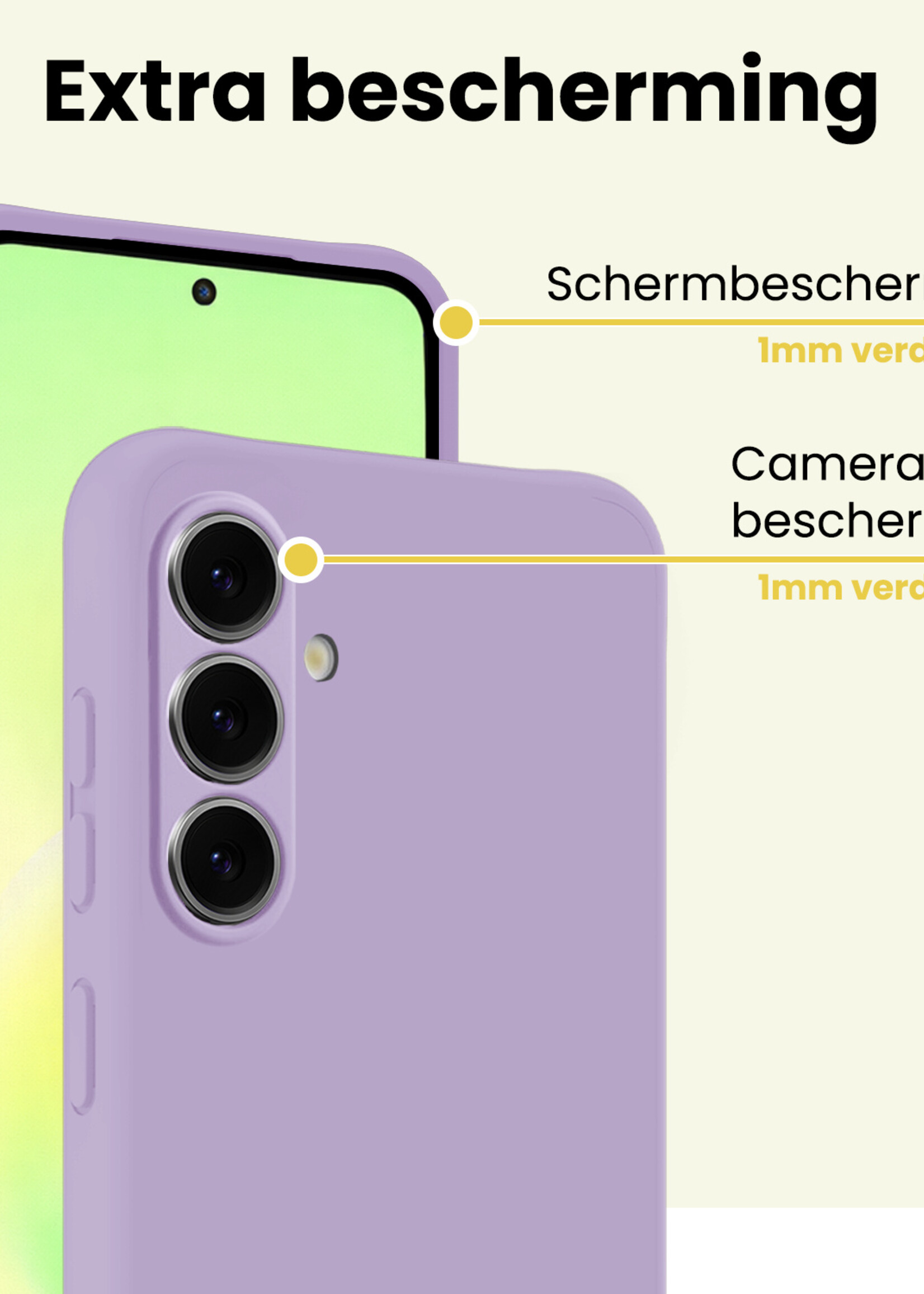 LUQ LUQ Samsung Galaxy A57 Hoesje Siliconen Met 2x Screenprotector - Lila