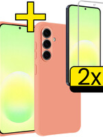 LUQ LUQ Samsung Galaxy A57 Hoesje Siliconen Met 2x Screenprotector - Perzik