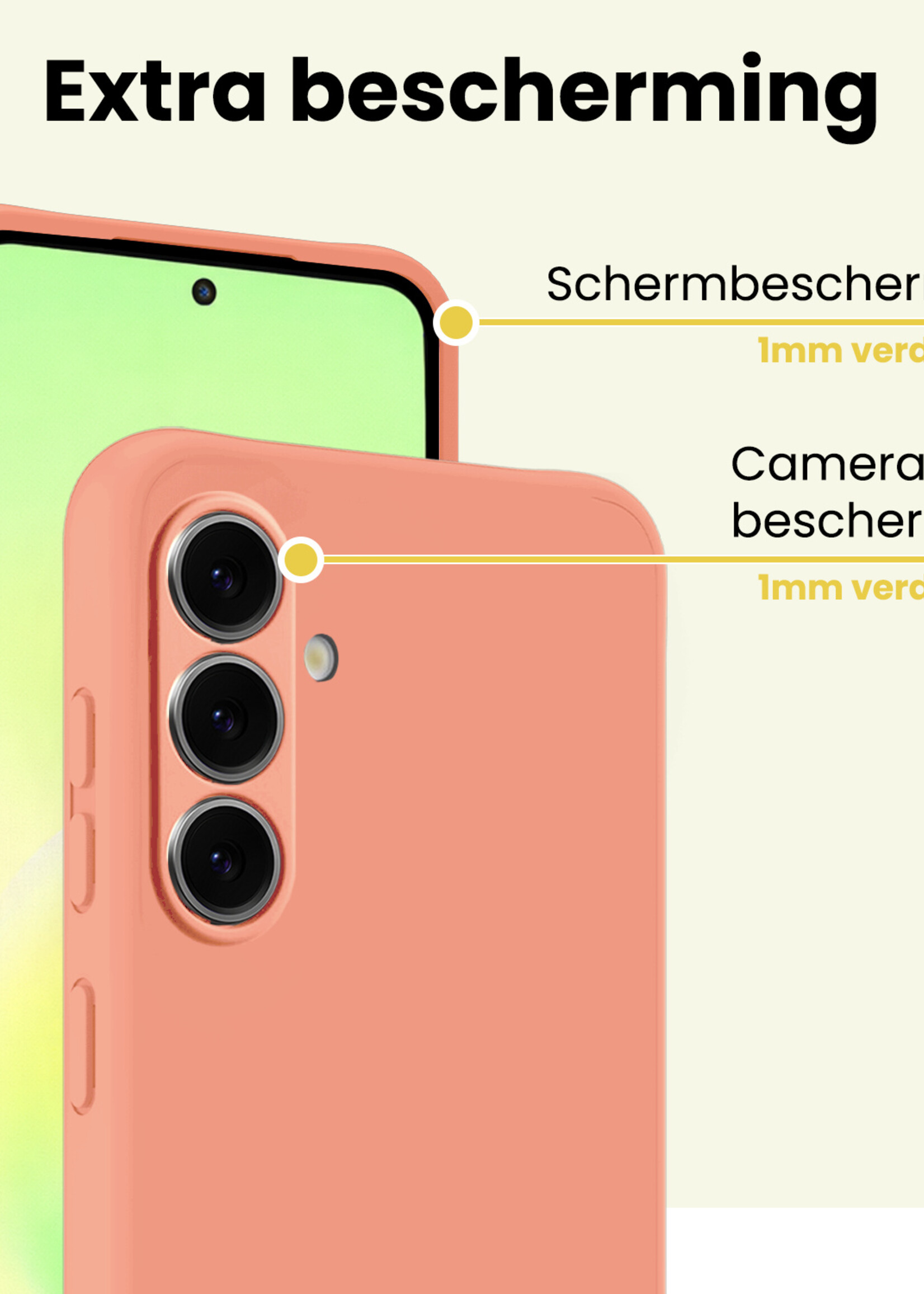 LUQ LUQ Samsung Galaxy A57 Hoesje Siliconen Met 2x Screenprotector - Perzik