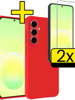 LUQ LUQ Samsung Galaxy A57 Hoesje Siliconen Met 2x Screenprotector - Rood