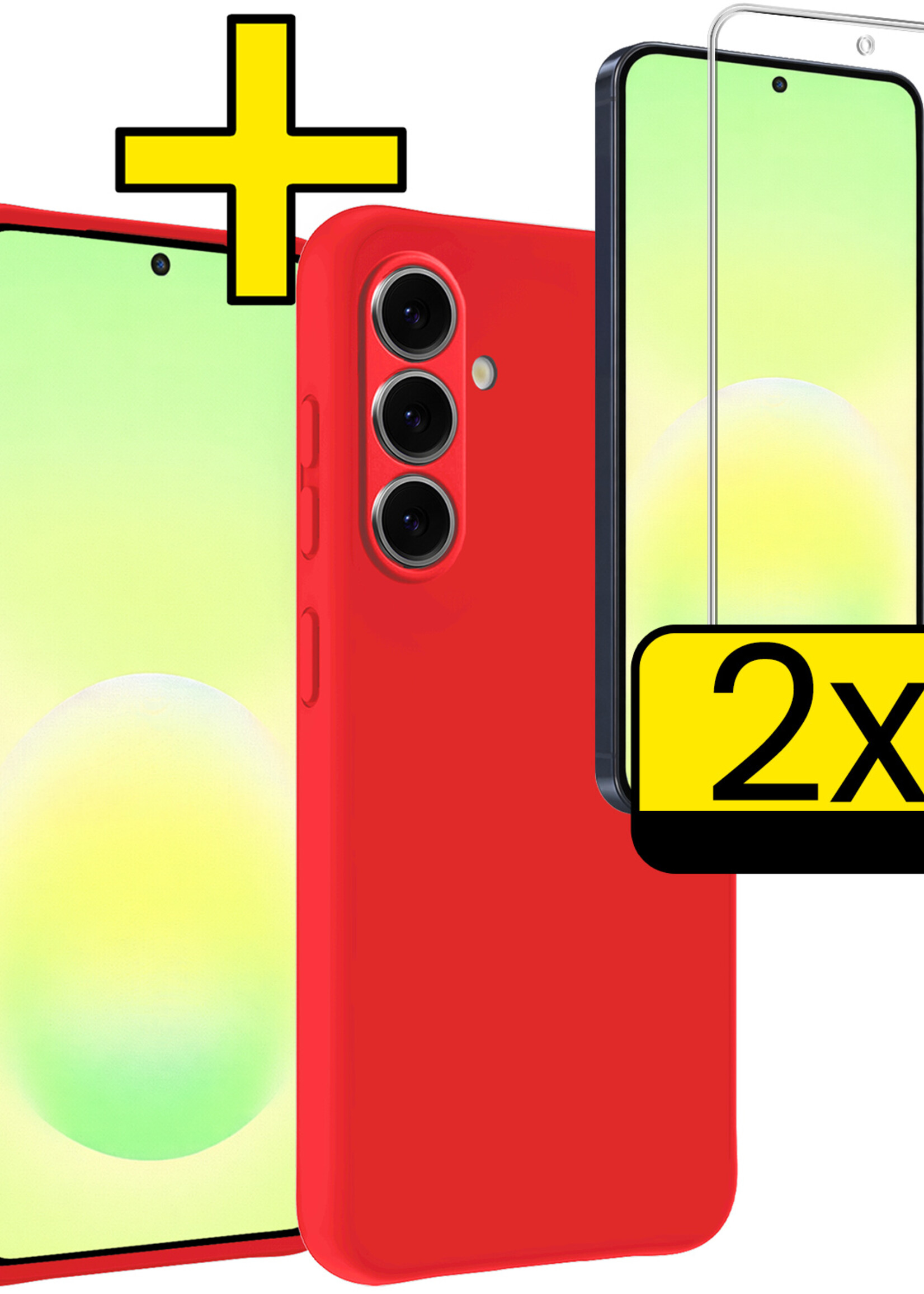 LUQ LUQ Samsung Galaxy A57 Hoesje Siliconen Met 2x Screenprotector - Rood