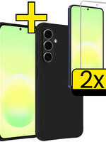 LUQ LUQ Samsung Galaxy A57 Hoesje Siliconen Met 2x Screenprotector - Zwart