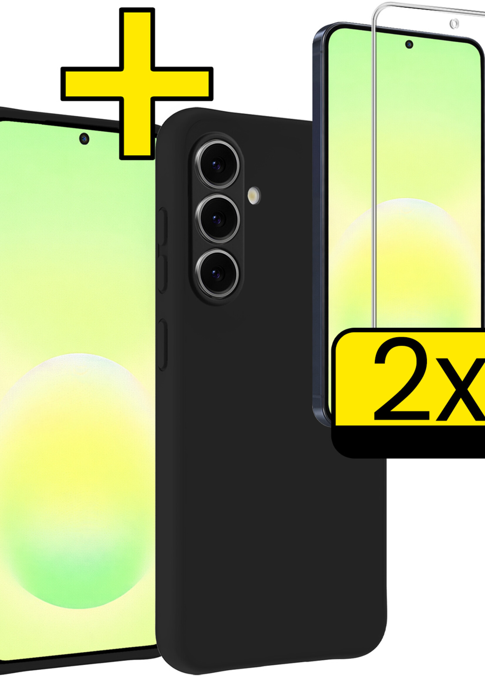 LUQ LUQ Samsung Galaxy A57 Hoesje Siliconen Met 2x Screenprotector - Zwart