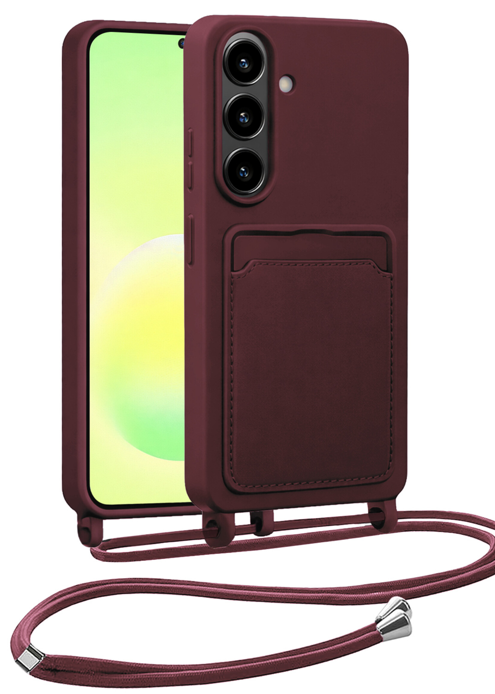 LUQ LUQ Samsung Galaxy A57 Hoesje Pashouder met Koord - Aubergine