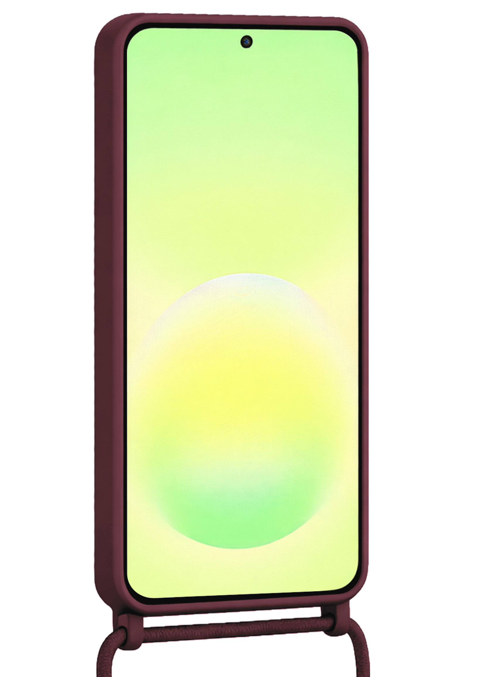 LUQ LUQ Samsung Galaxy A57 Hoesje Pashouder met Koord Met 2x Screenprotector - Aubergine