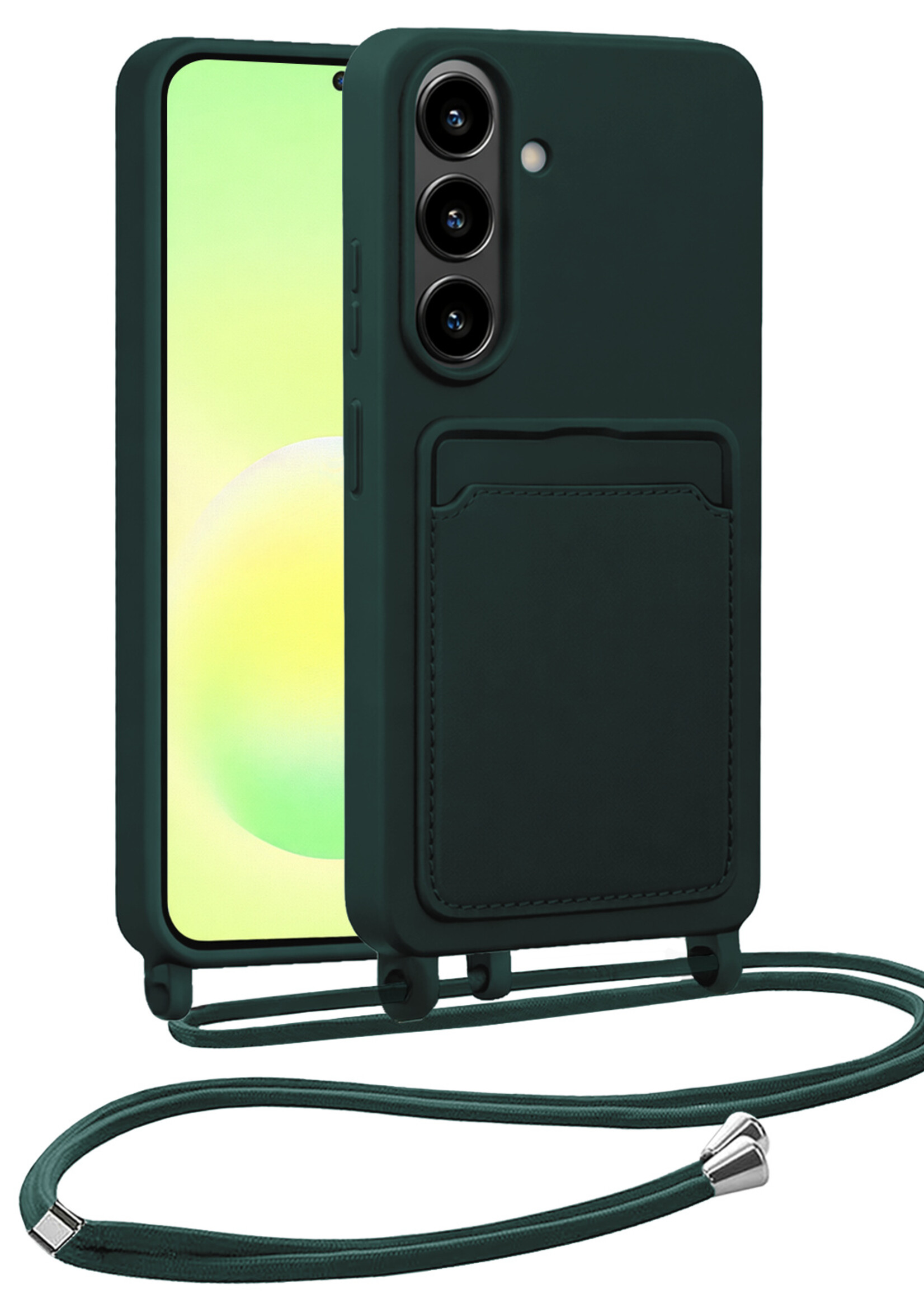 LUQ LUQ Samsung Galaxy A57 Hoesje Pashouder met Koord - Donkergroen