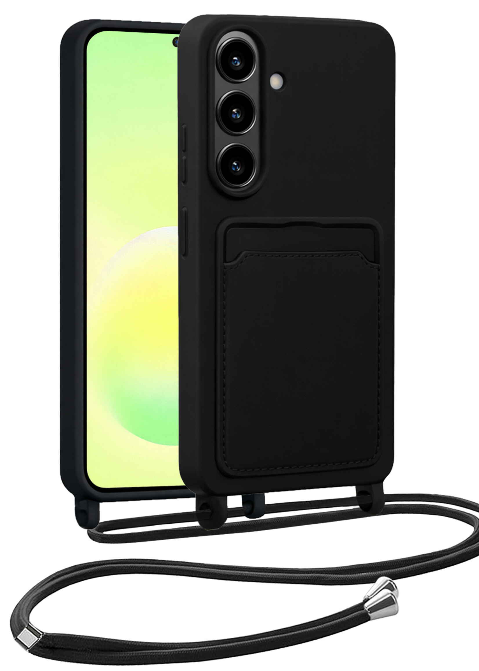 LUQ LUQ Samsung Galaxy A57 Hoesje Pashouder met Koord - Zwart