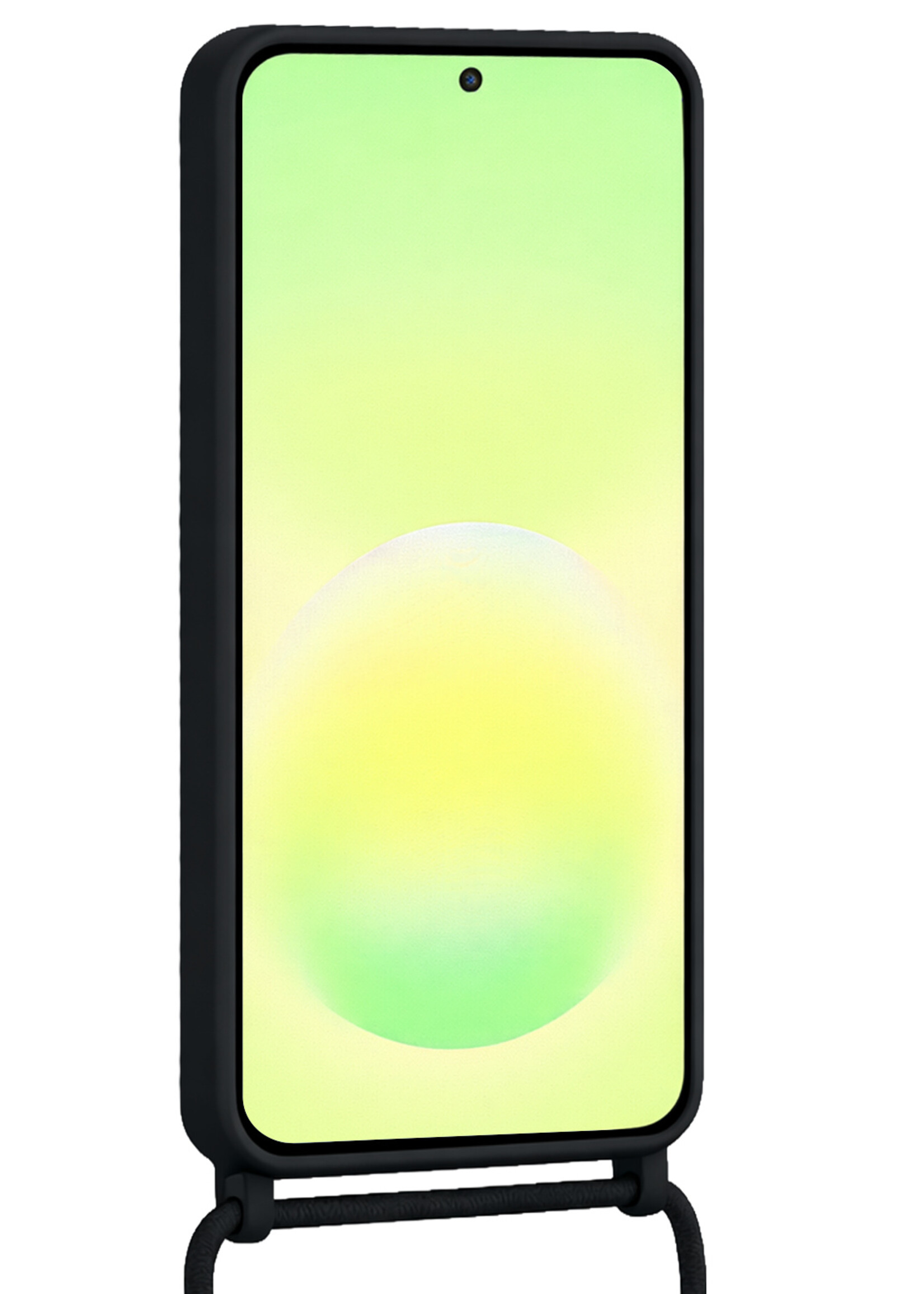 LUQ LUQ Samsung Galaxy A57 Hoesje Pashouder met Koord Met Screenprotector - Zwart