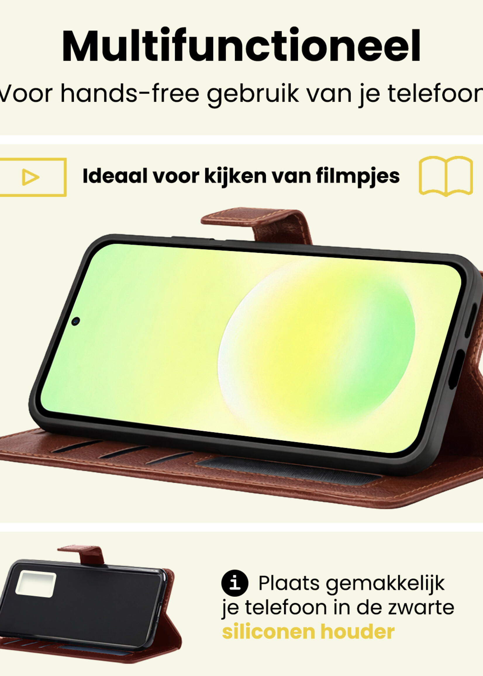 LUQ LUQ Samsung Galaxy A57 Hoesje Bookcase - Bruin