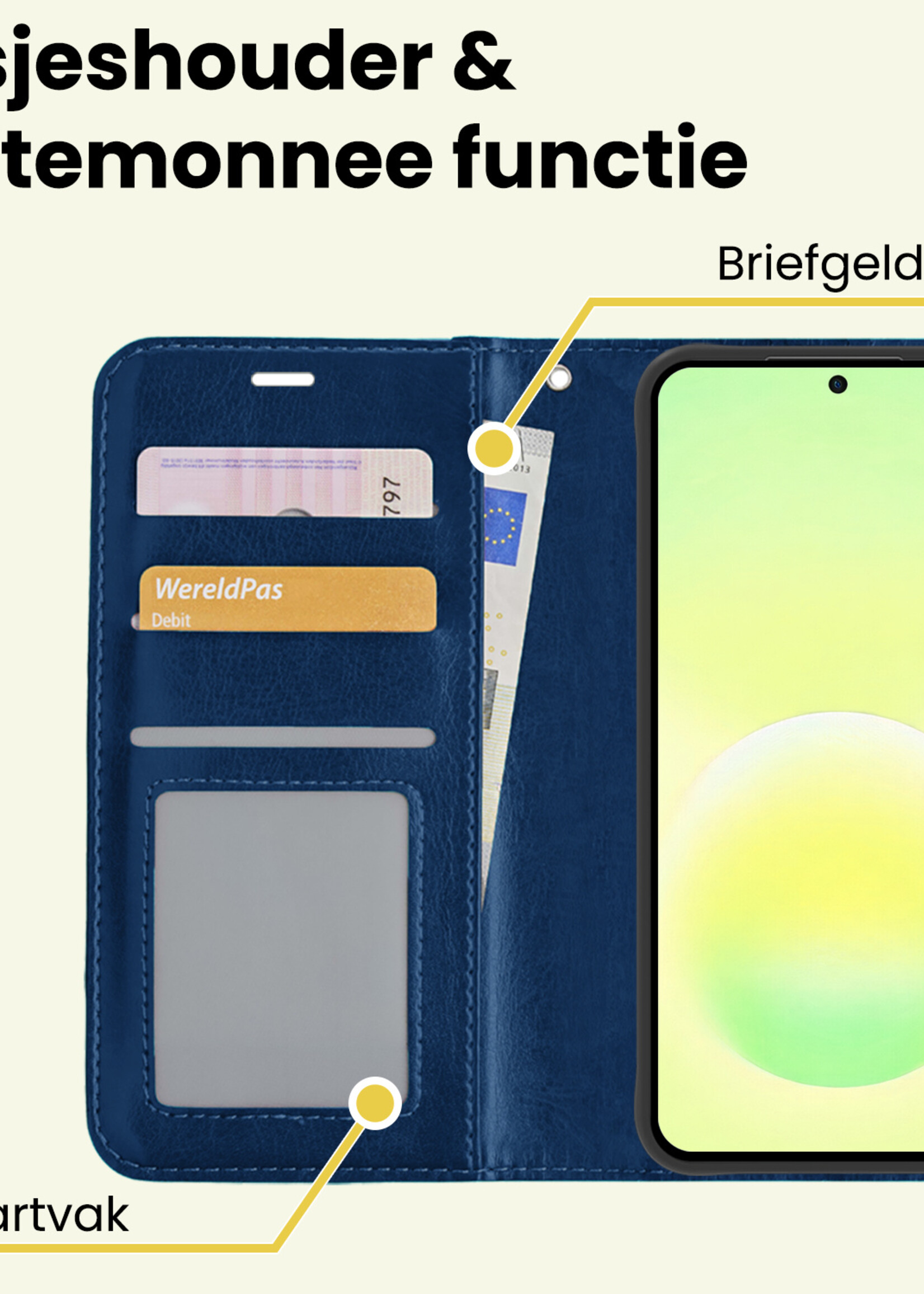 LUQ LUQ Samsung Galaxy A57 Hoesje Bookcase - Donkerblauw