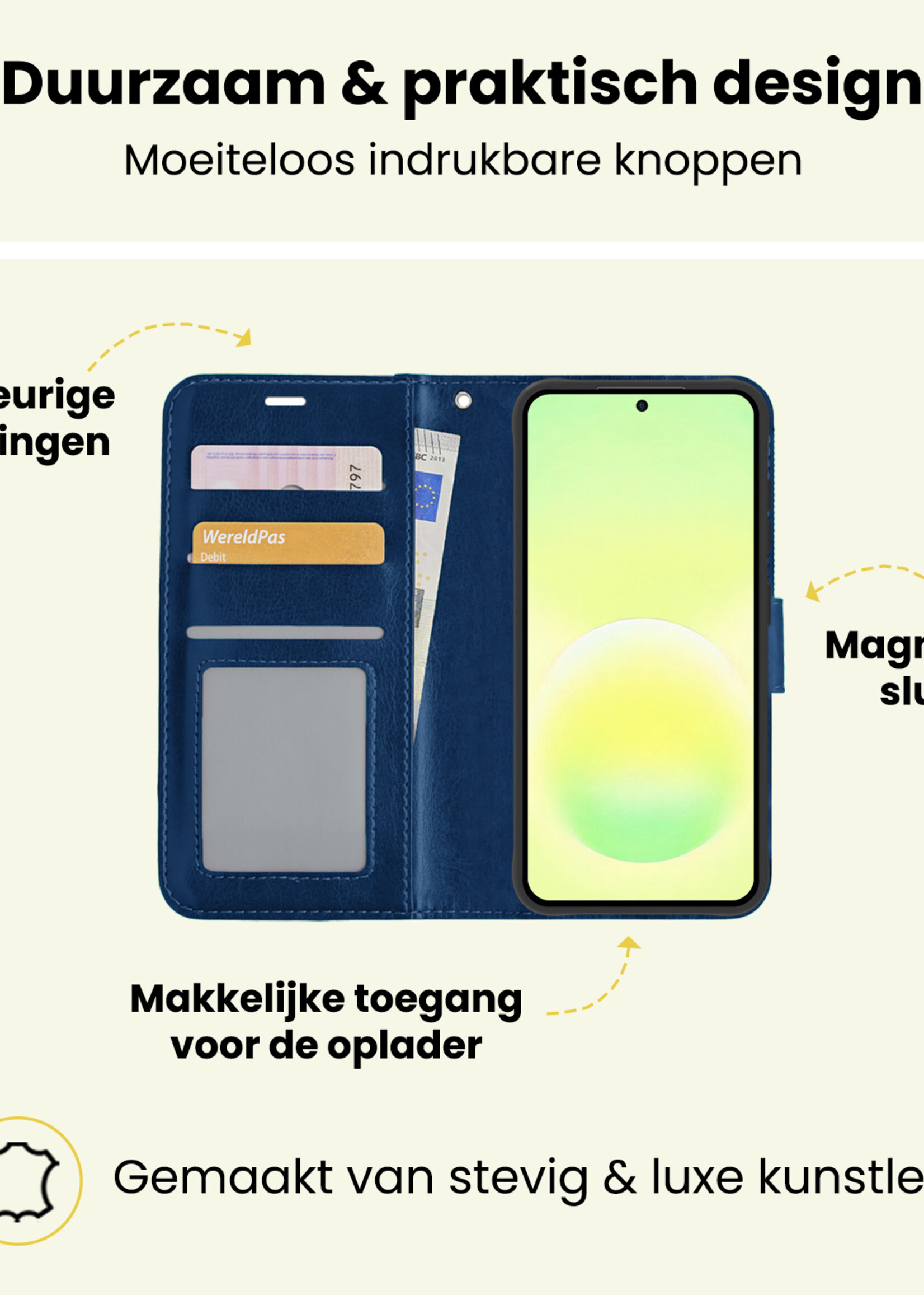 LUQ LUQ Samsung Galaxy A57 Hoesje Bookcase - Donkerblauw