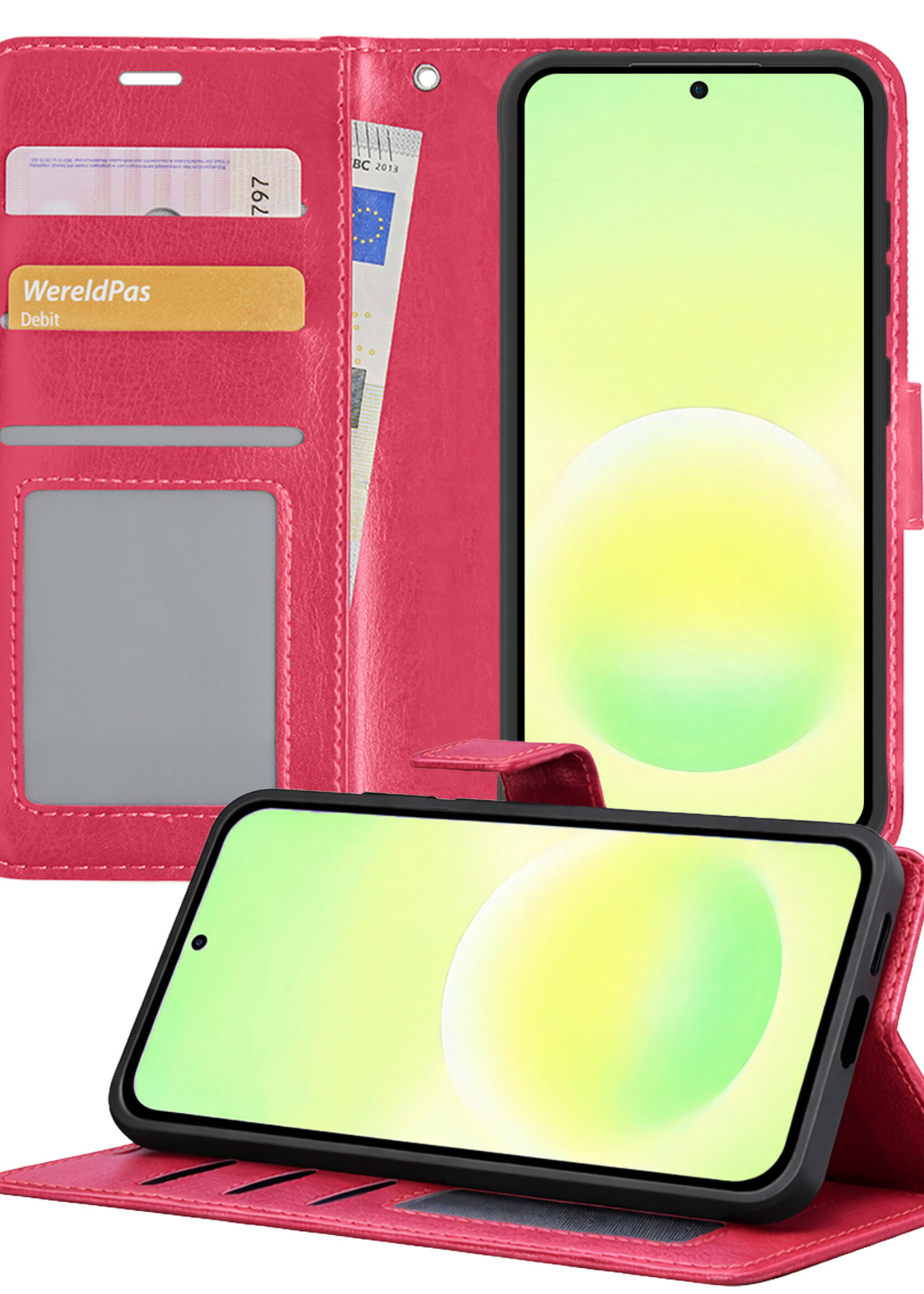 LUQ LUQ Samsung Galaxy A57 Hoesje Bookcase - Donkerroze