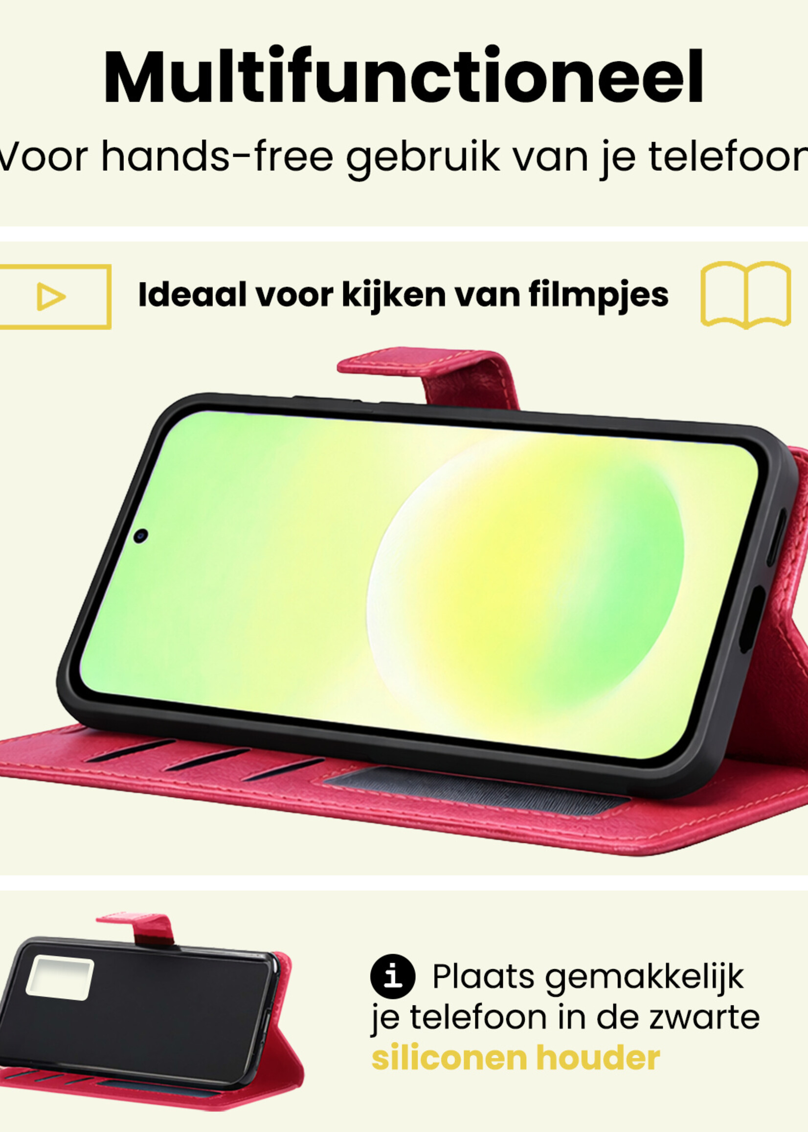 LUQ LUQ Samsung Galaxy A57 Hoesje Bookcase - Donkerroze