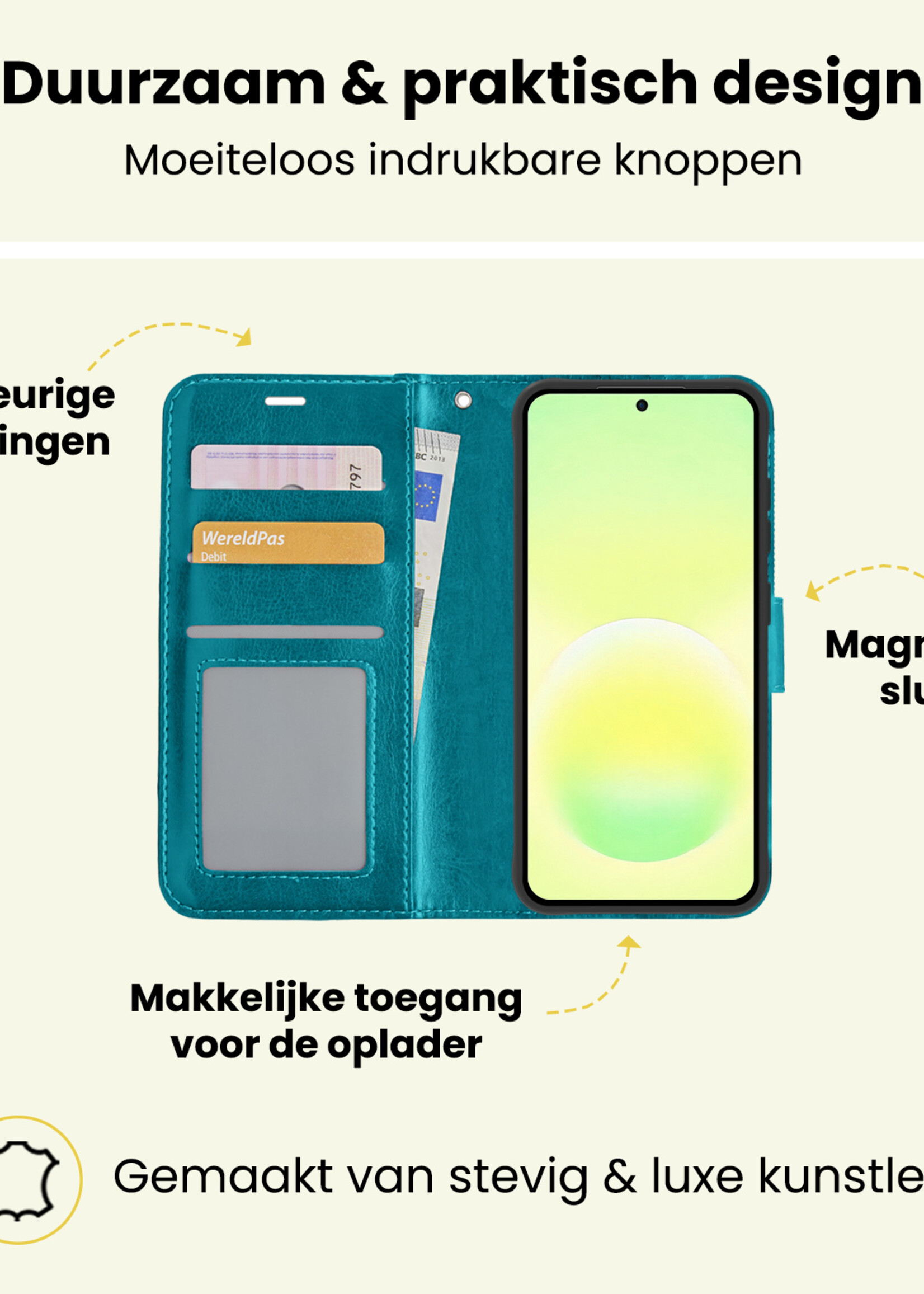 LUQ LUQ Samsung Galaxy A57 Hoesje Bookcase - Turquoise