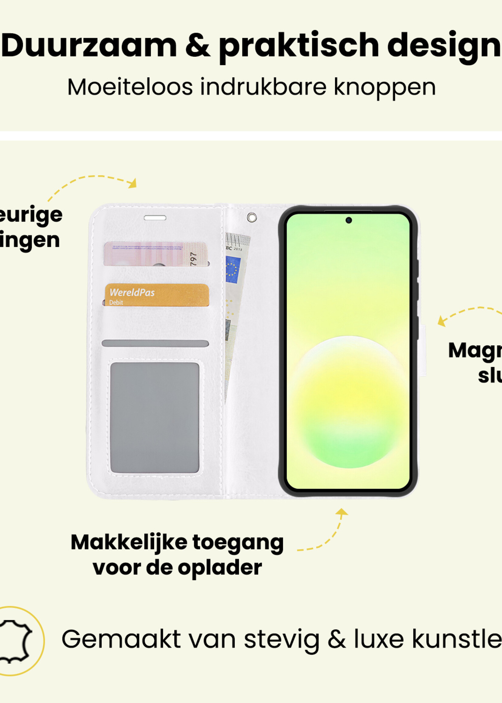 LUQ LUQ Samsung Galaxy A57 Hoesje Bookcase - Wit