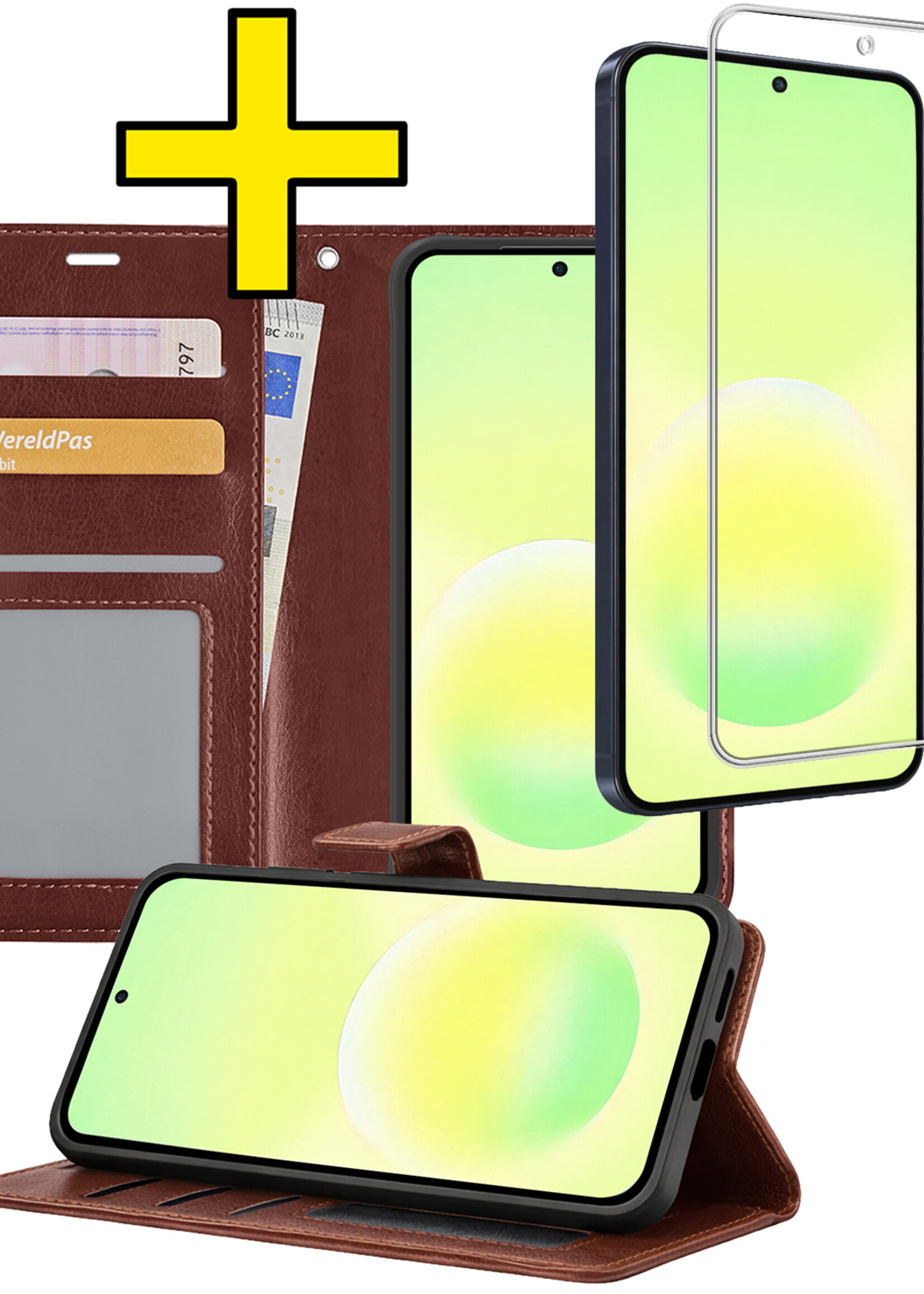 LUQ LUQ Samsung Galaxy A57 Hoesje Bookcase Met Screenprotector - Bruin