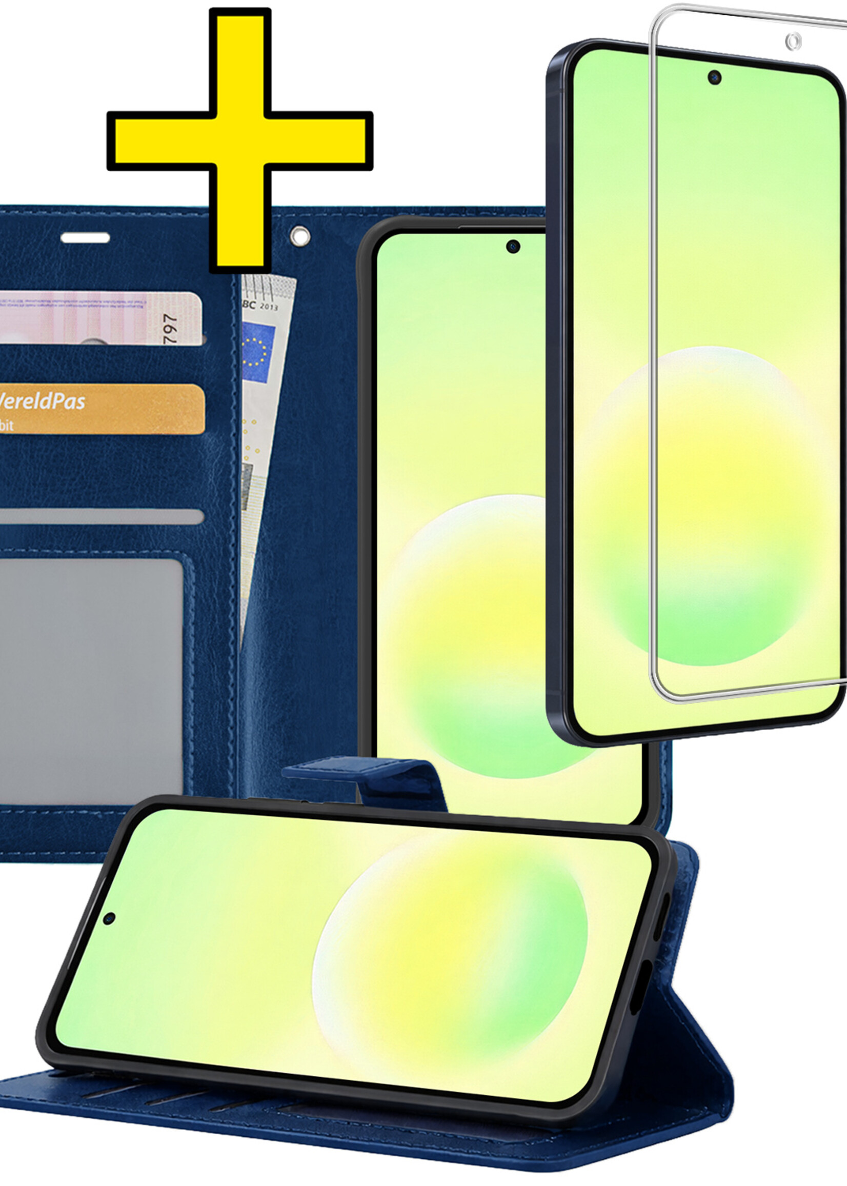 LUQ LUQ Samsung Galaxy A57 Hoesje Bookcase Met Screenprotector - Donkerblauw