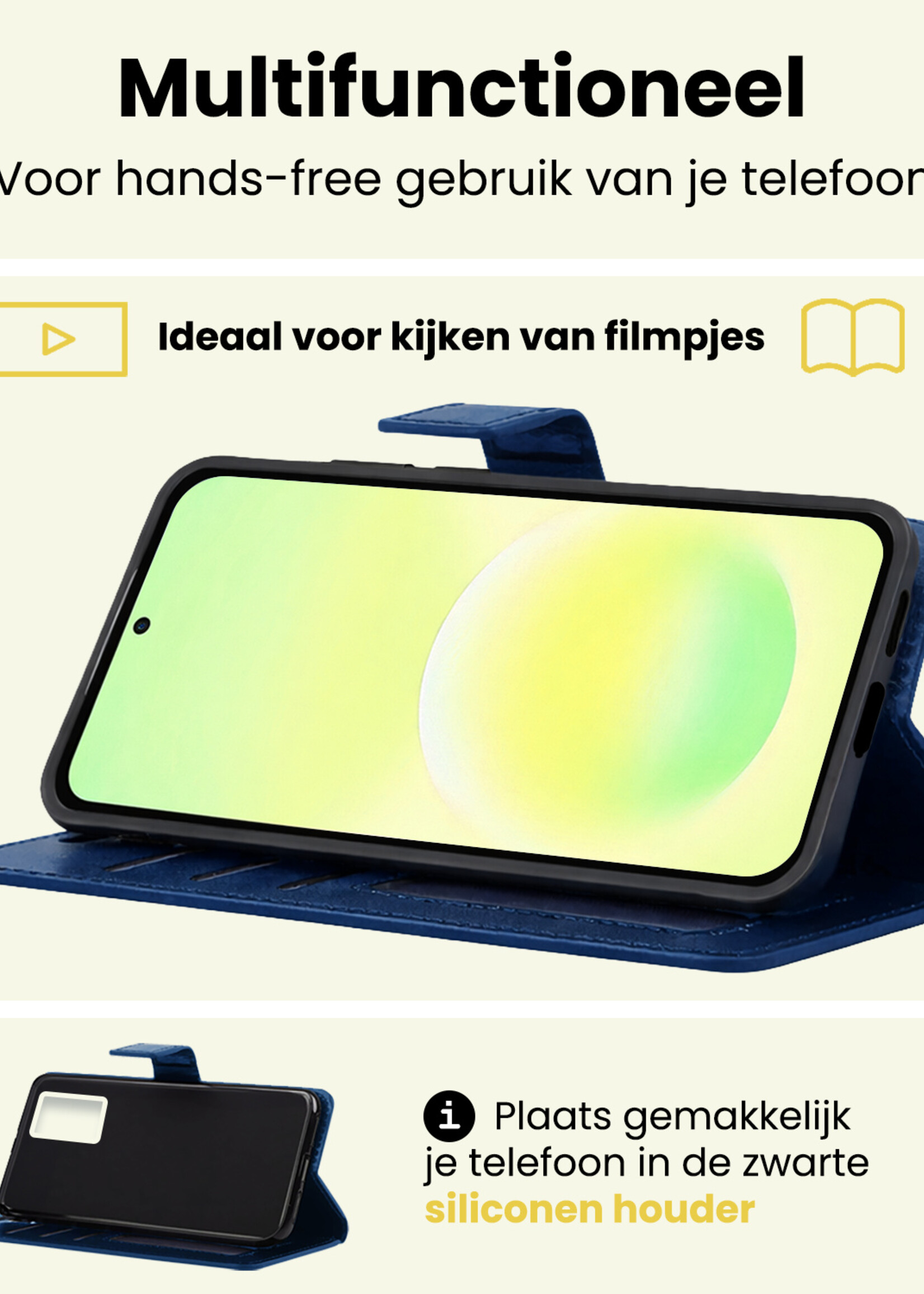 LUQ LUQ Samsung Galaxy A57 Hoesje Bookcase Met Screenprotector - Donkerblauw