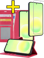 LUQ LUQ Samsung Galaxy A57 Hoesje Bookcase Met Screenprotector - Donkerroze
