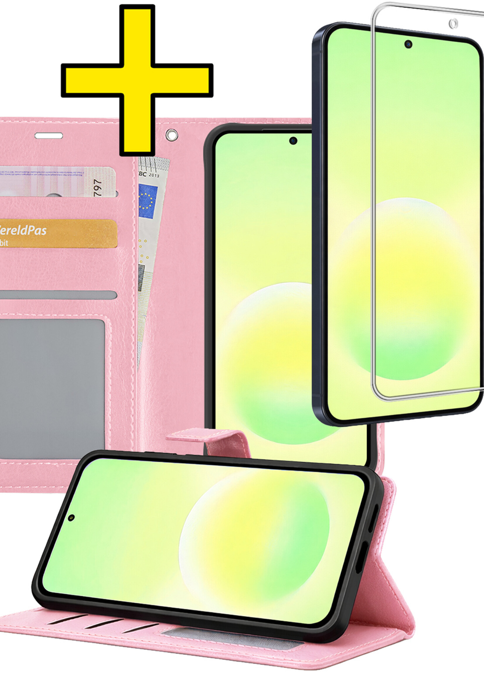 LUQ LUQ Samsung Galaxy A57 Hoesje Bookcase Met Screenprotector - Lichtroze