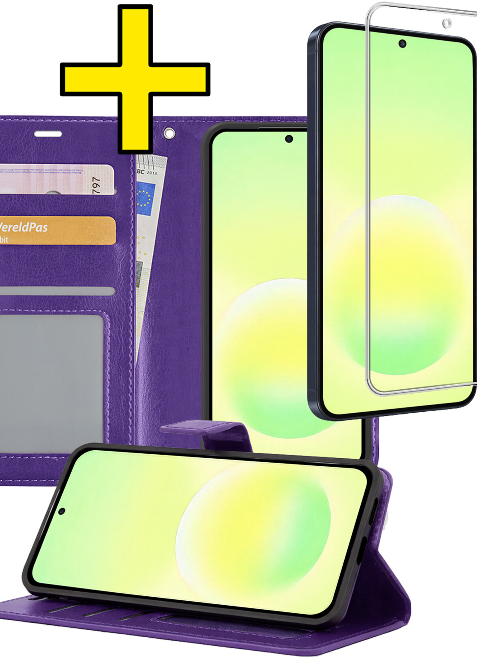 LUQ LUQ Samsung Galaxy A57 Hoesje Bookcase Met Screenprotector - Paars