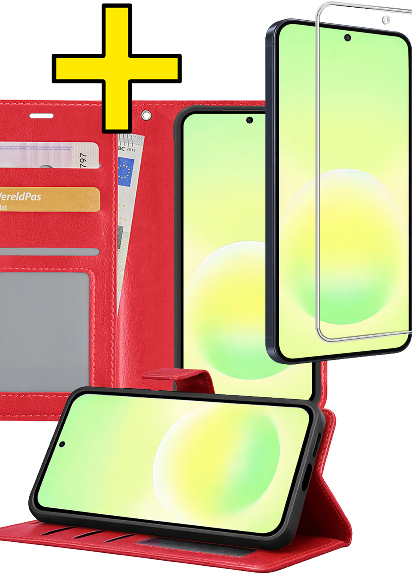 LUQ LUQ Samsung Galaxy A57 Hoesje Bookcase Met Screenprotector - Rood