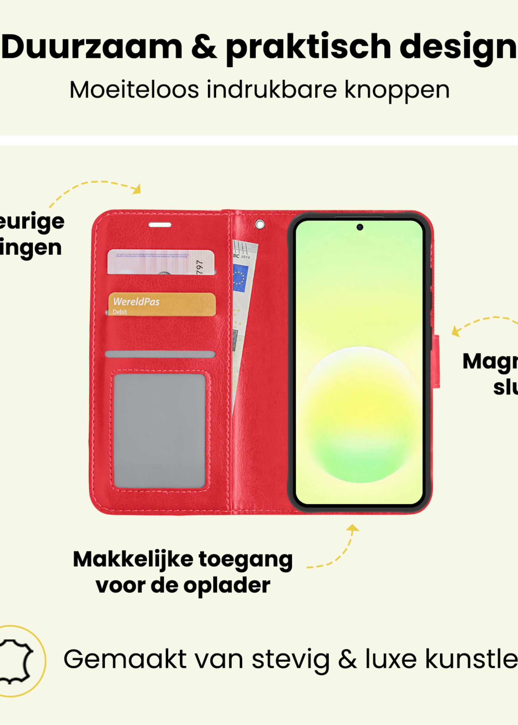 LUQ LUQ Samsung Galaxy A57 Hoesje Bookcase Met Screenprotector - Rood