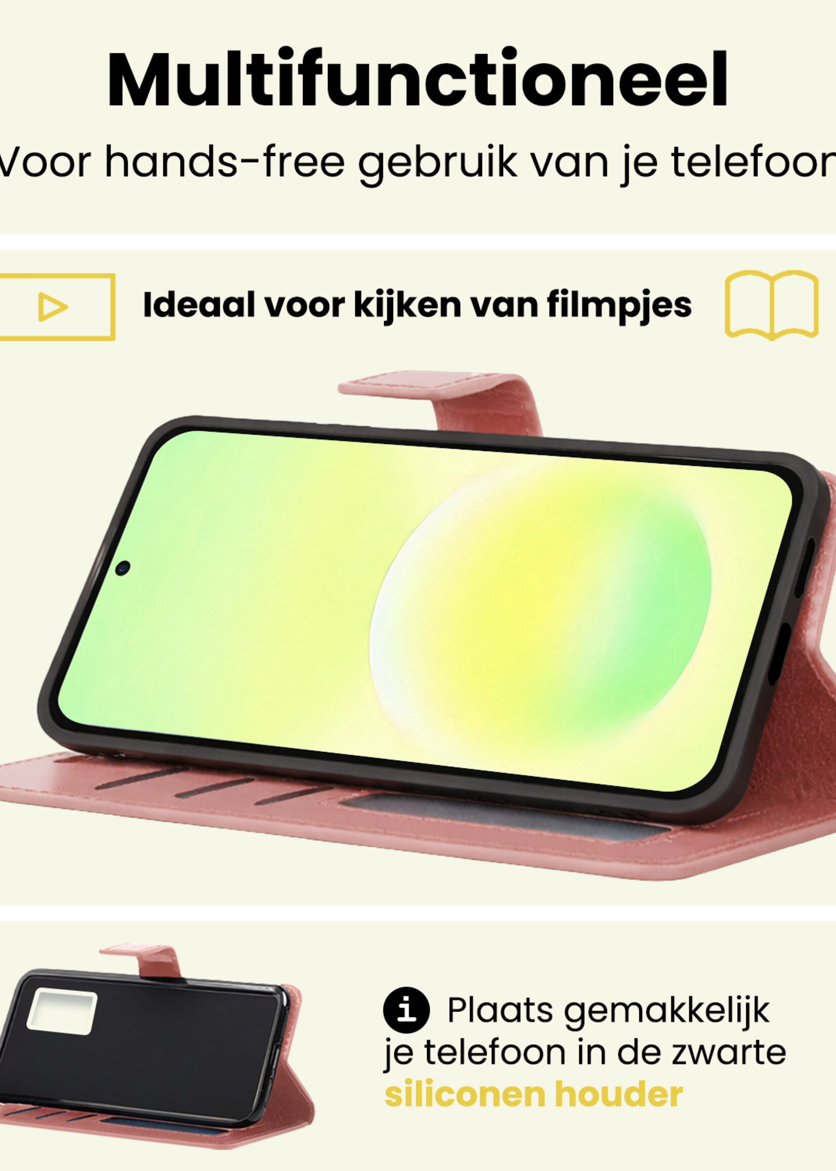 LUQ LUQ Samsung Galaxy A57 Hoesje Bookcase Met Screenprotector - Rose Goud