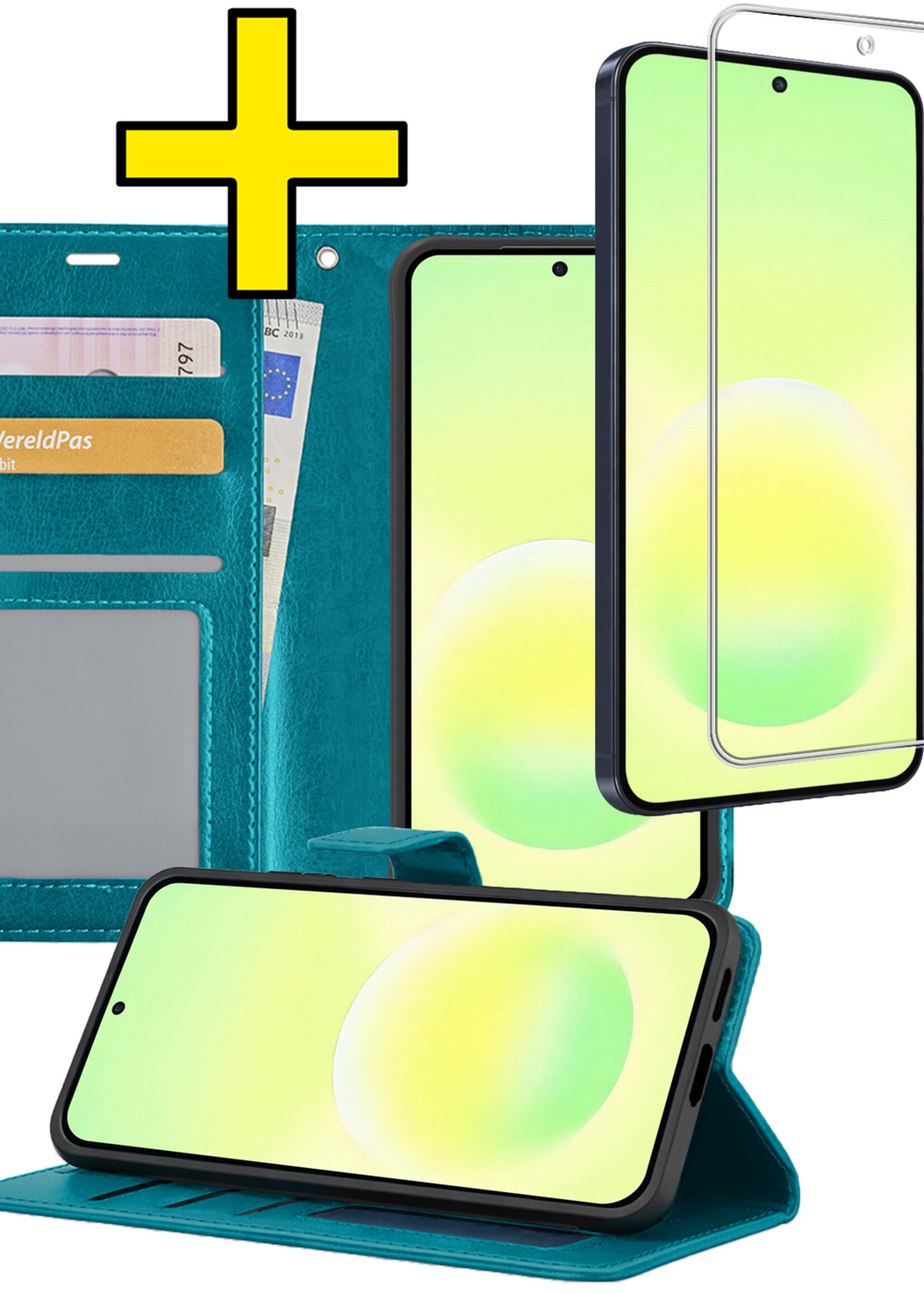 LUQ LUQ Samsung Galaxy A57 Hoesje Bookcase Met Screenprotector - Turquoise