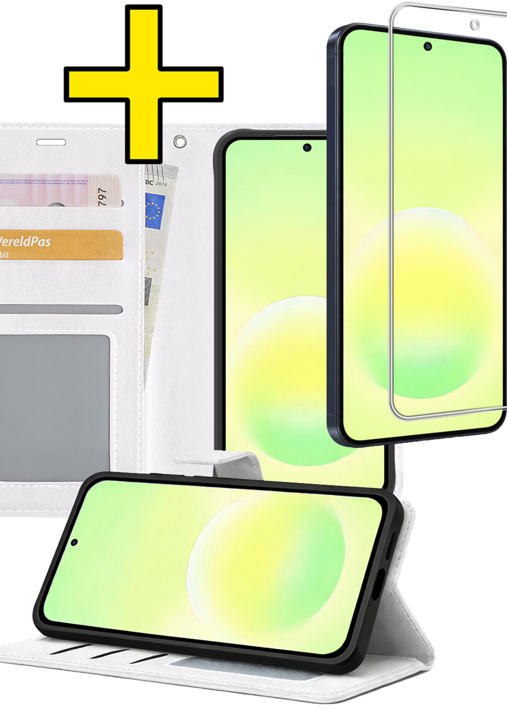 LUQ LUQ Samsung Galaxy A57 Hoesje Bookcase Met Screenprotector - Wit