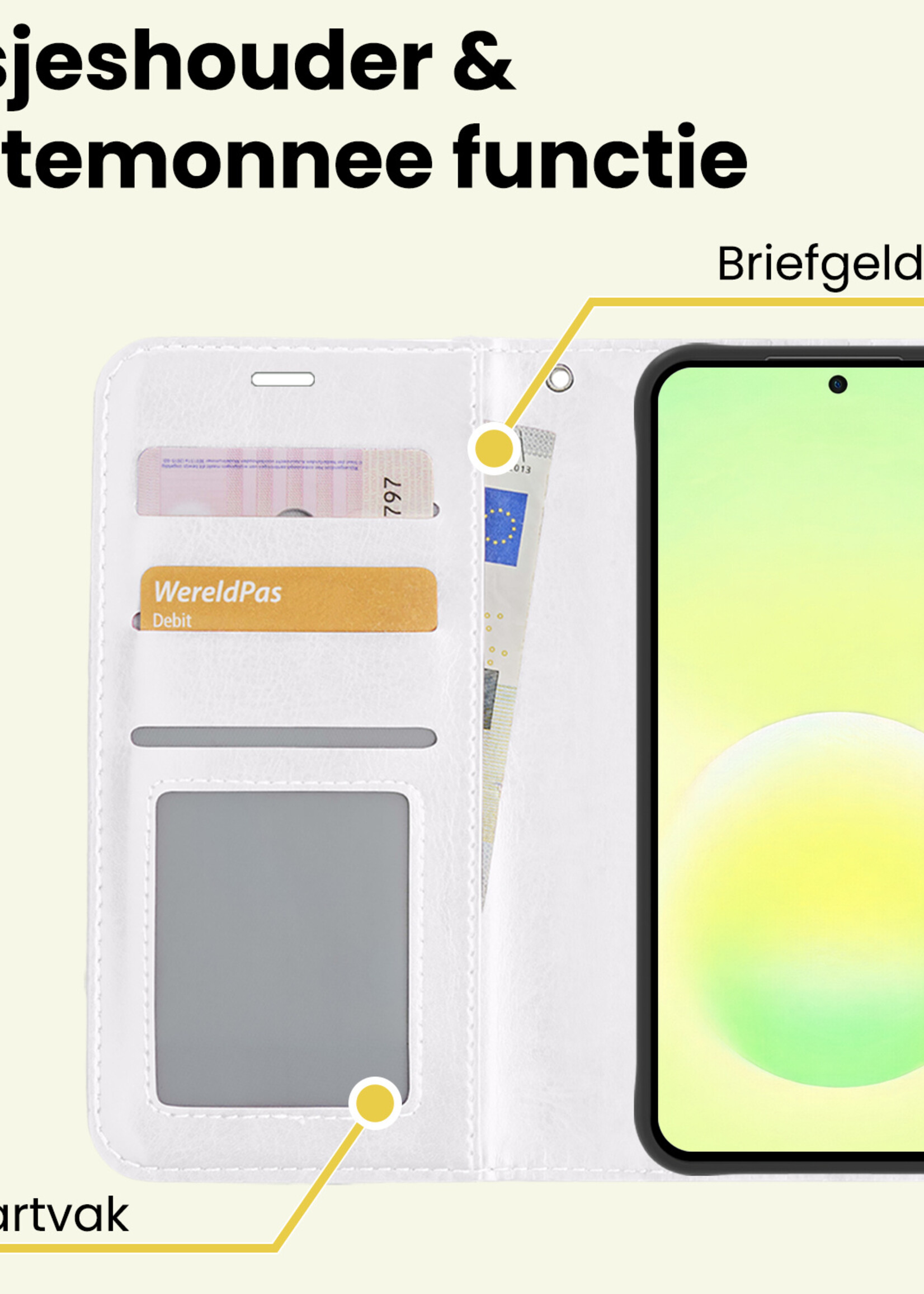 LUQ LUQ Samsung Galaxy A57 Hoesje Bookcase Met Screenprotector - Wit