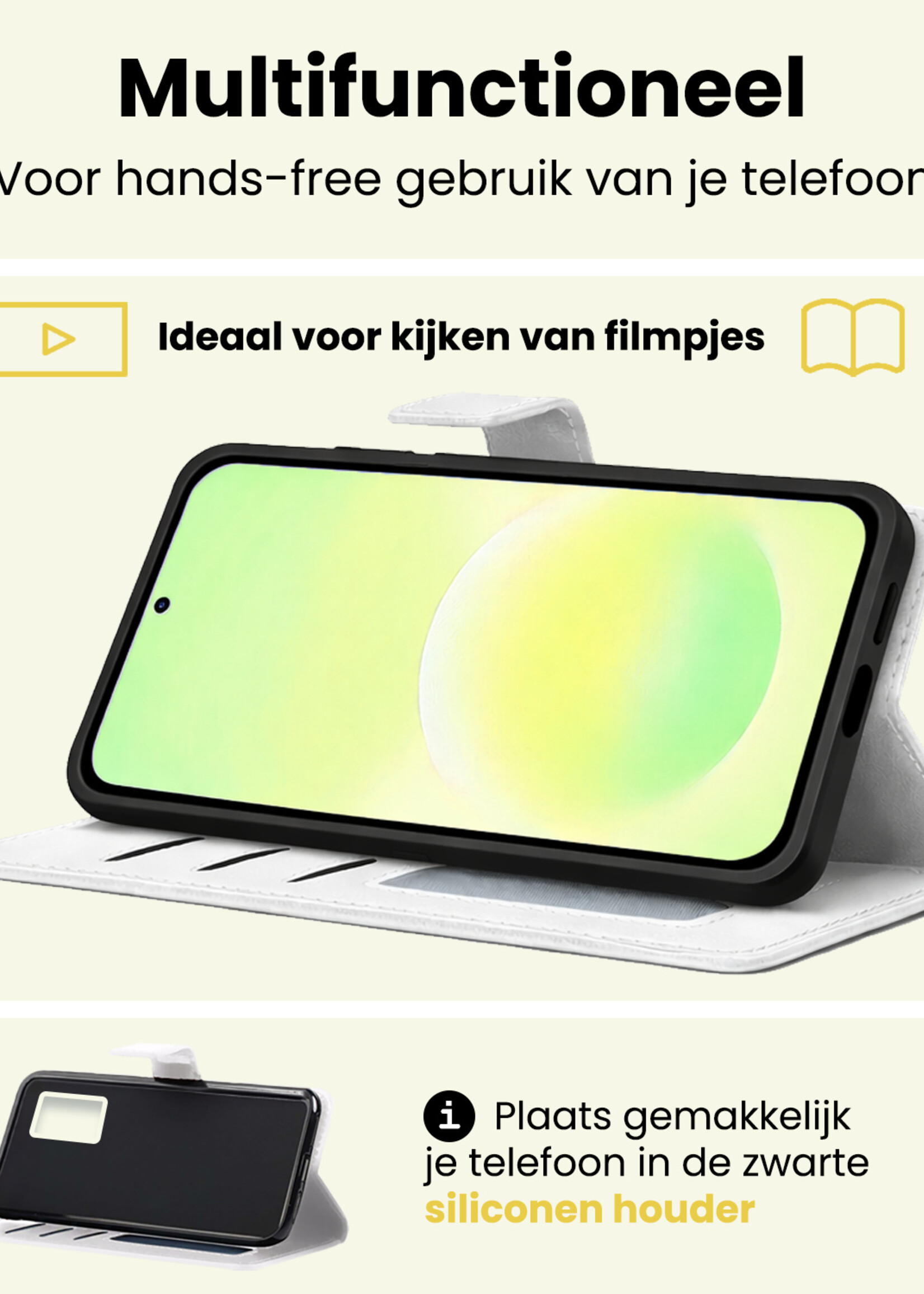 LUQ LUQ Samsung Galaxy A57 Hoesje Bookcase Met Screenprotector - Wit