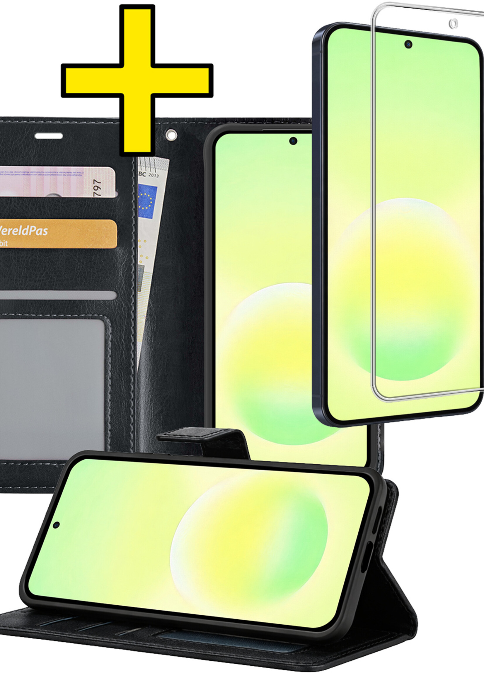 LUQ LUQ Samsung Galaxy A57 Hoesje Bookcase Met Screenprotector - Zwart