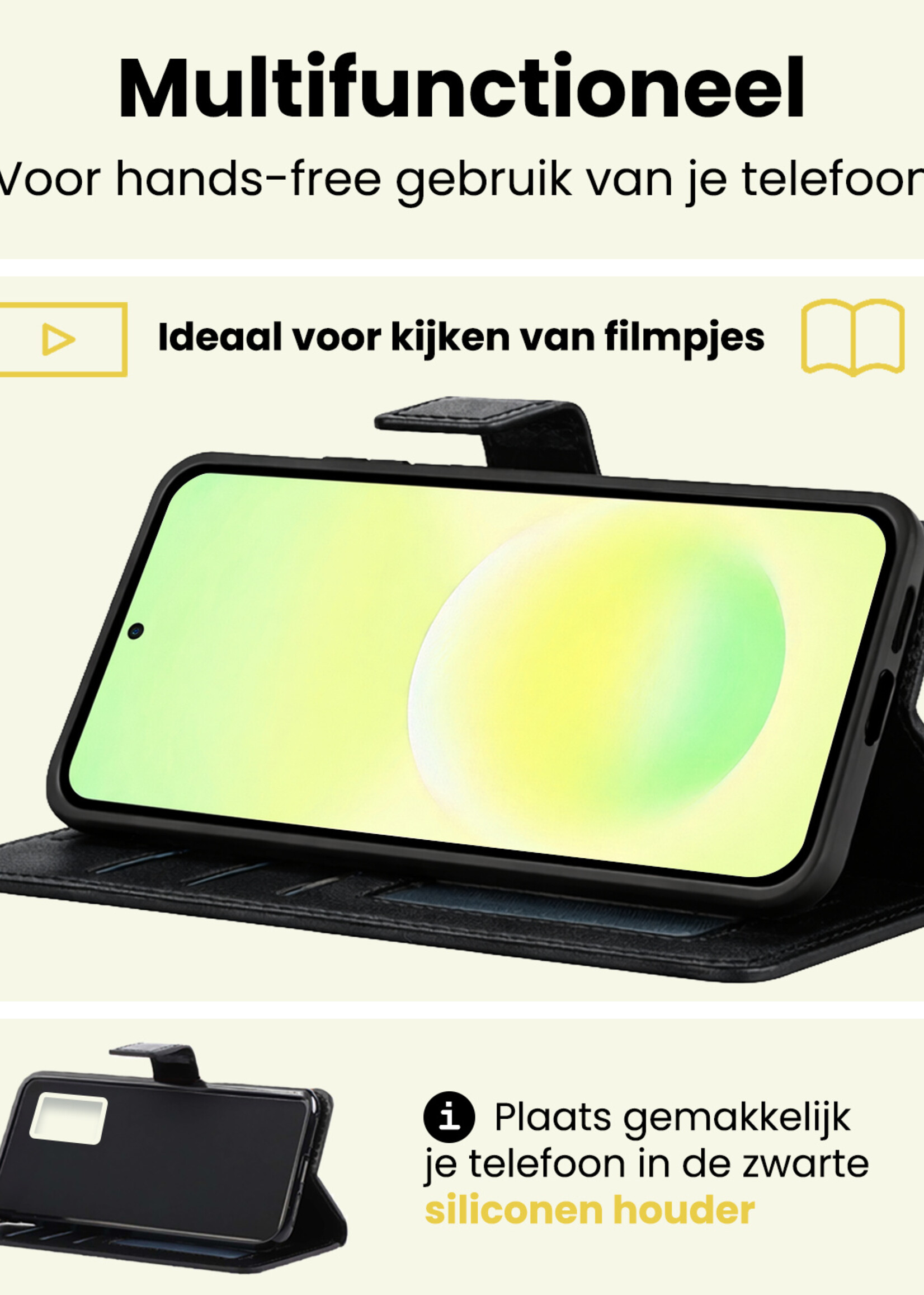 LUQ LUQ Samsung Galaxy A57 Hoesje Bookcase Met Screenprotector - Zwart