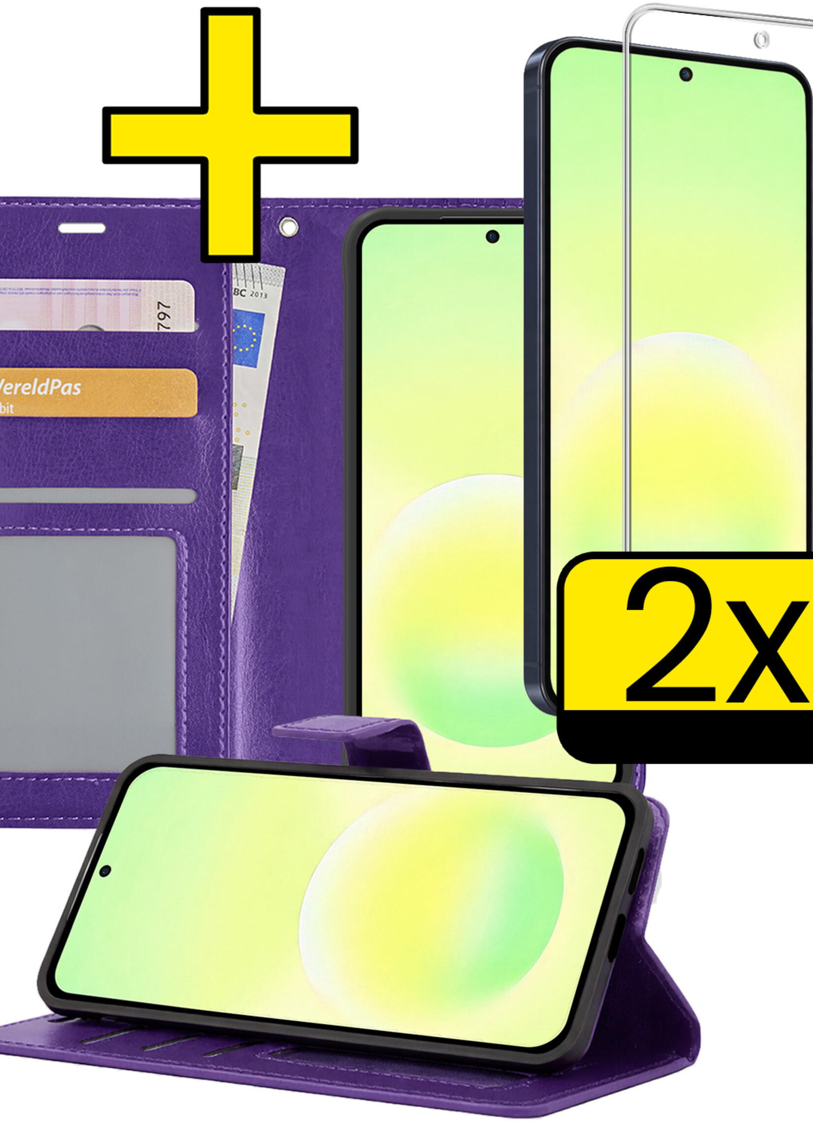 LUQ LUQ Samsung Galaxy A57 Hoesje Bookcase Met 2x Screenprotector - Paars