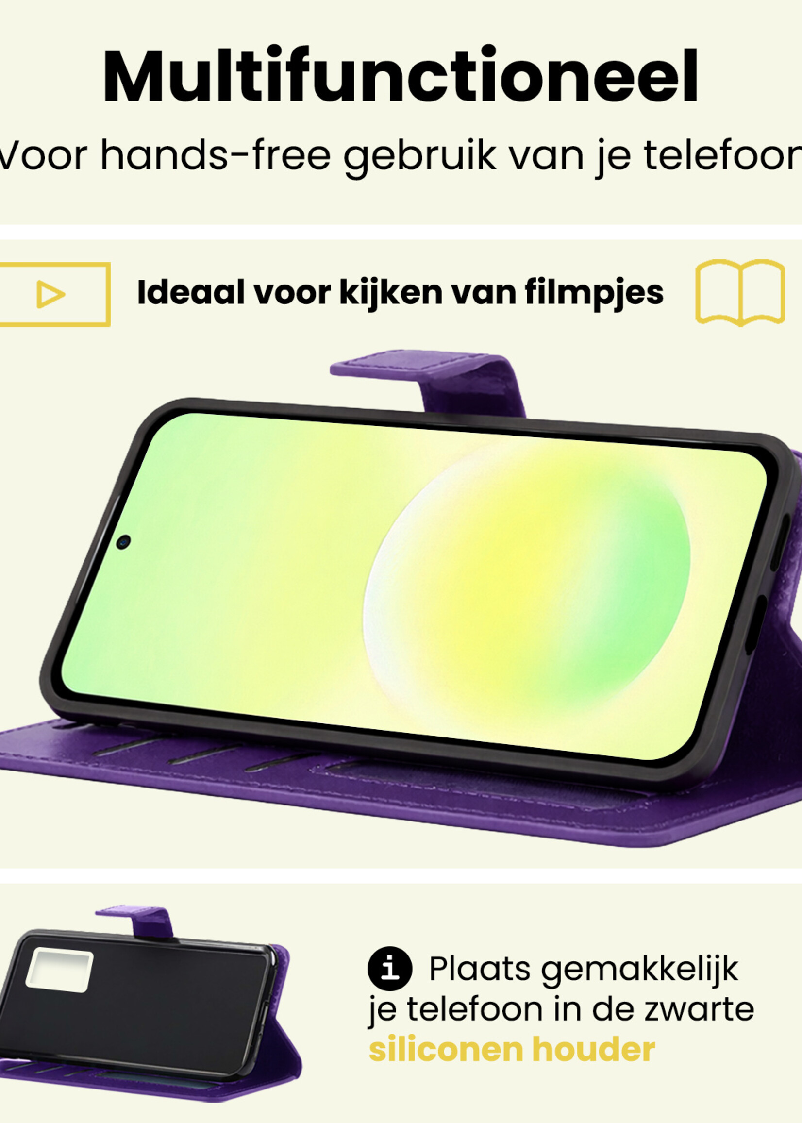 LUQ LUQ Samsung Galaxy A57 Hoesje Bookcase Met 2x Screenprotector - Paars