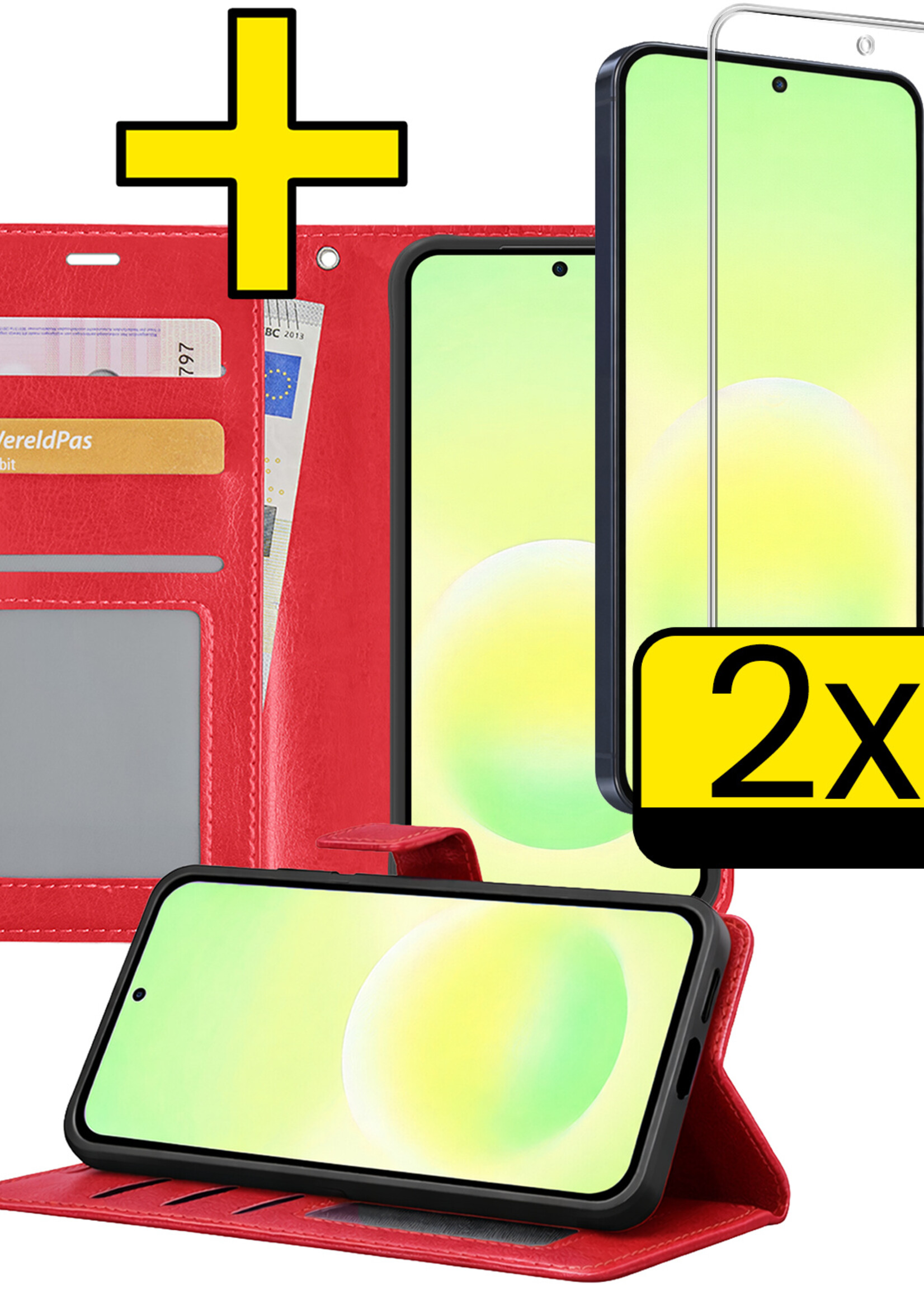 LUQ LUQ Samsung Galaxy A57 Hoesje Bookcase Met 2x Screenprotector - Rood