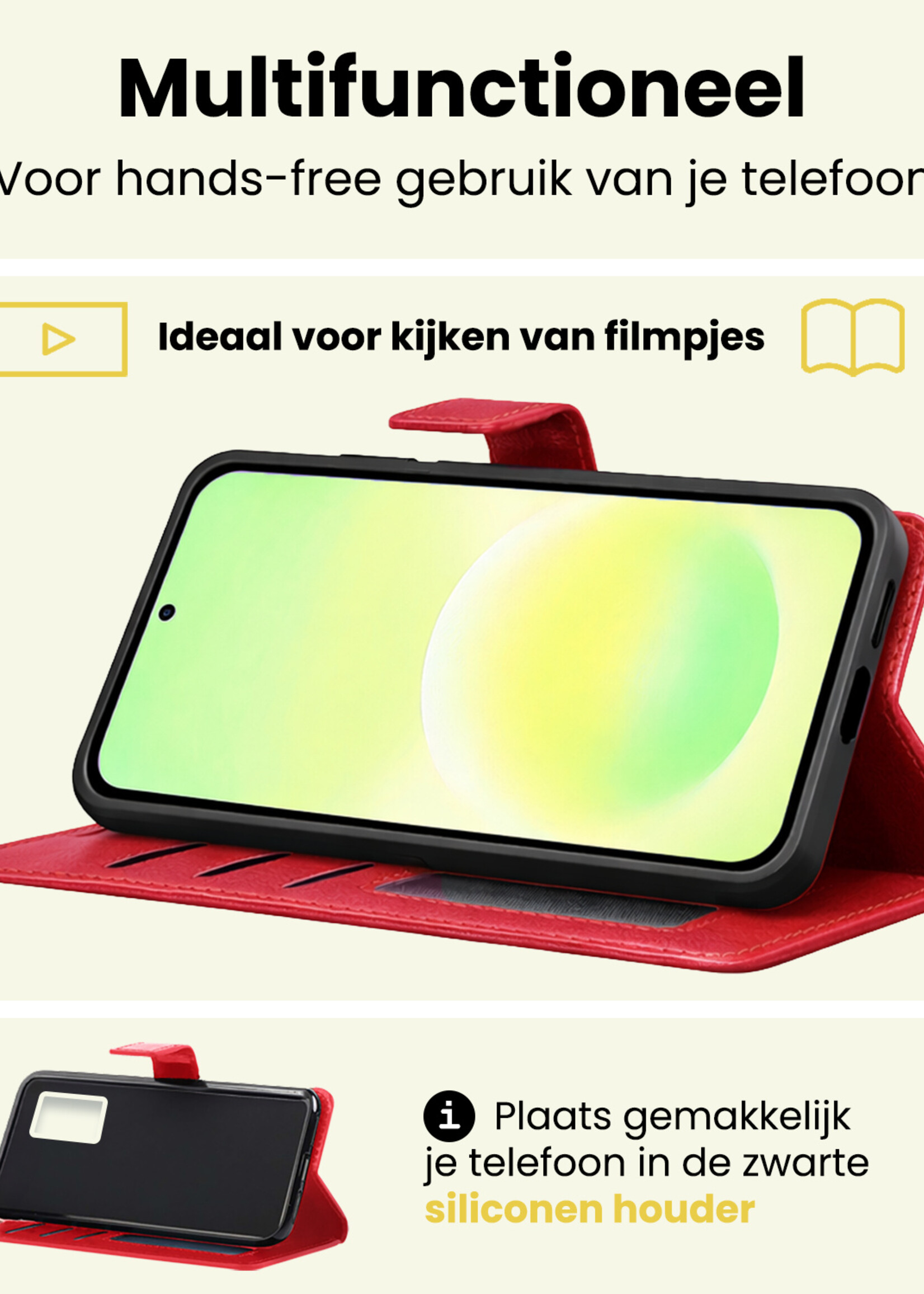 LUQ LUQ Samsung Galaxy A57 Hoesje Bookcase Met 2x Screenprotector - Rood