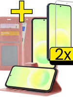 LUQ LUQ Samsung Galaxy A57 Hoesje Bookcase Met 2x Screenprotector - Rose Goud