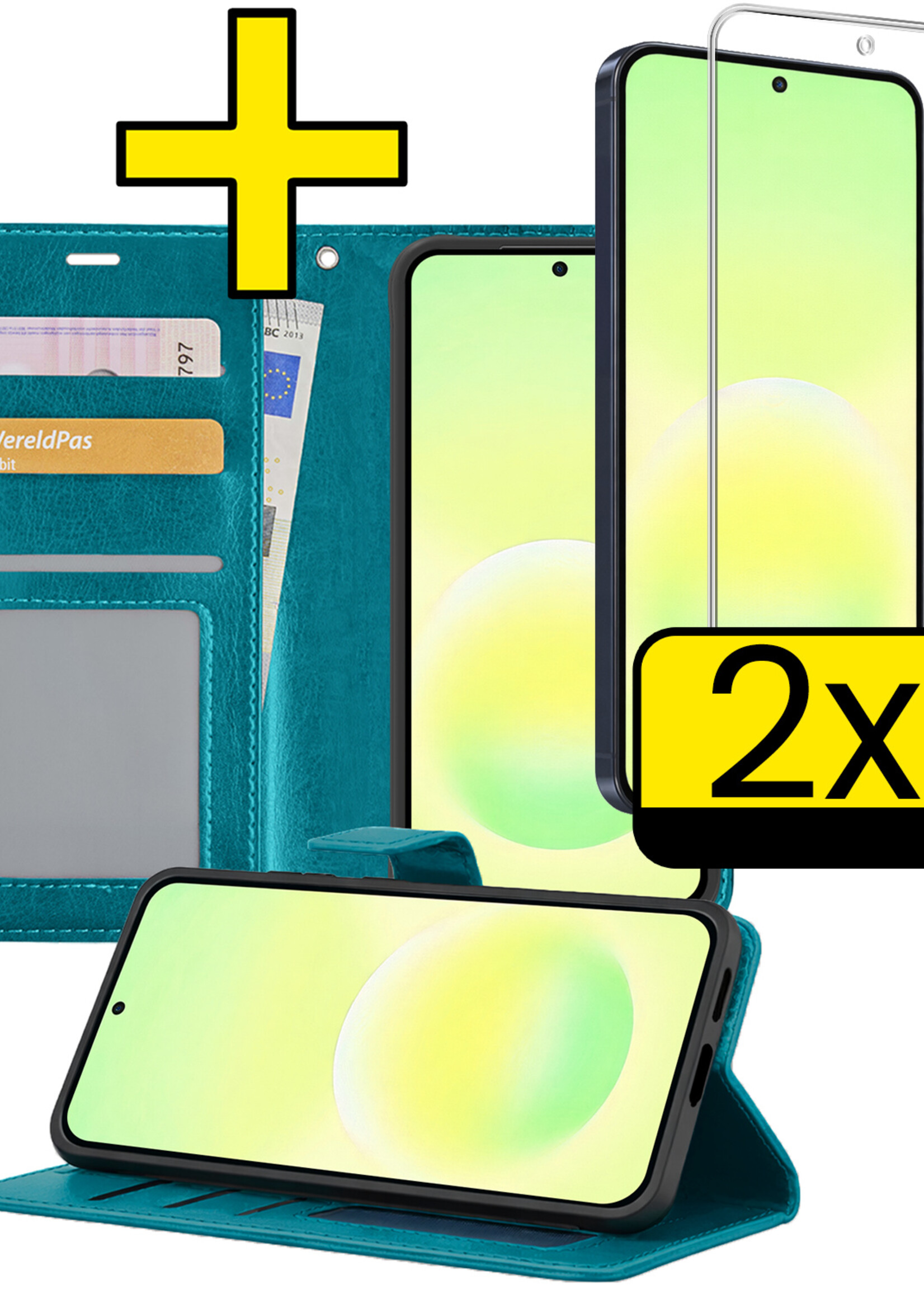 LUQ LUQ Samsung Galaxy A57 Hoesje Bookcase Met 2x Screenprotector - Turquoise