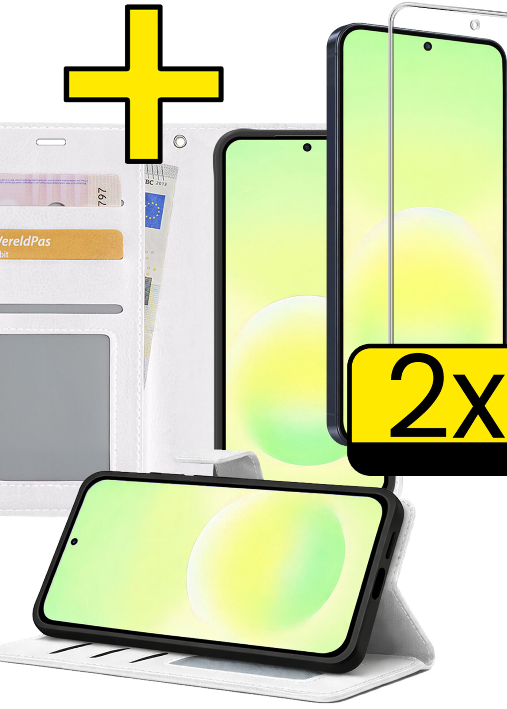 LUQ LUQ Samsung Galaxy A57 Hoesje Bookcase Met 2x Screenprotector - Wit