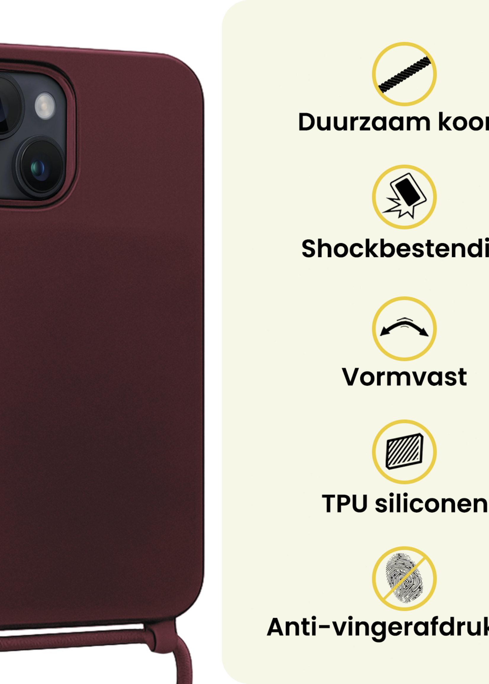 LUQ LUQ iPhone 13 Mini Hoesje Met Koord - Aubergine