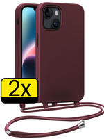 LUQ LUQ iPhone 13 Mini Hoesje Met Koord - Aubergine - 2 PACK