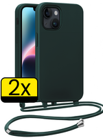 LUQ LUQ iPhone 13 Mini Hoesje Met Koord - Donkergroen - 2 PACK