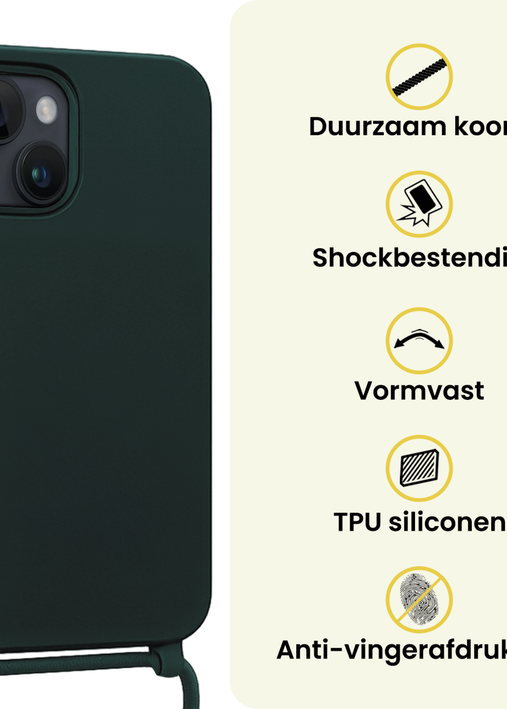 LUQ LUQ iPhone 13 Mini Hoesje Met Koord - Donkergroen - 2 PACK