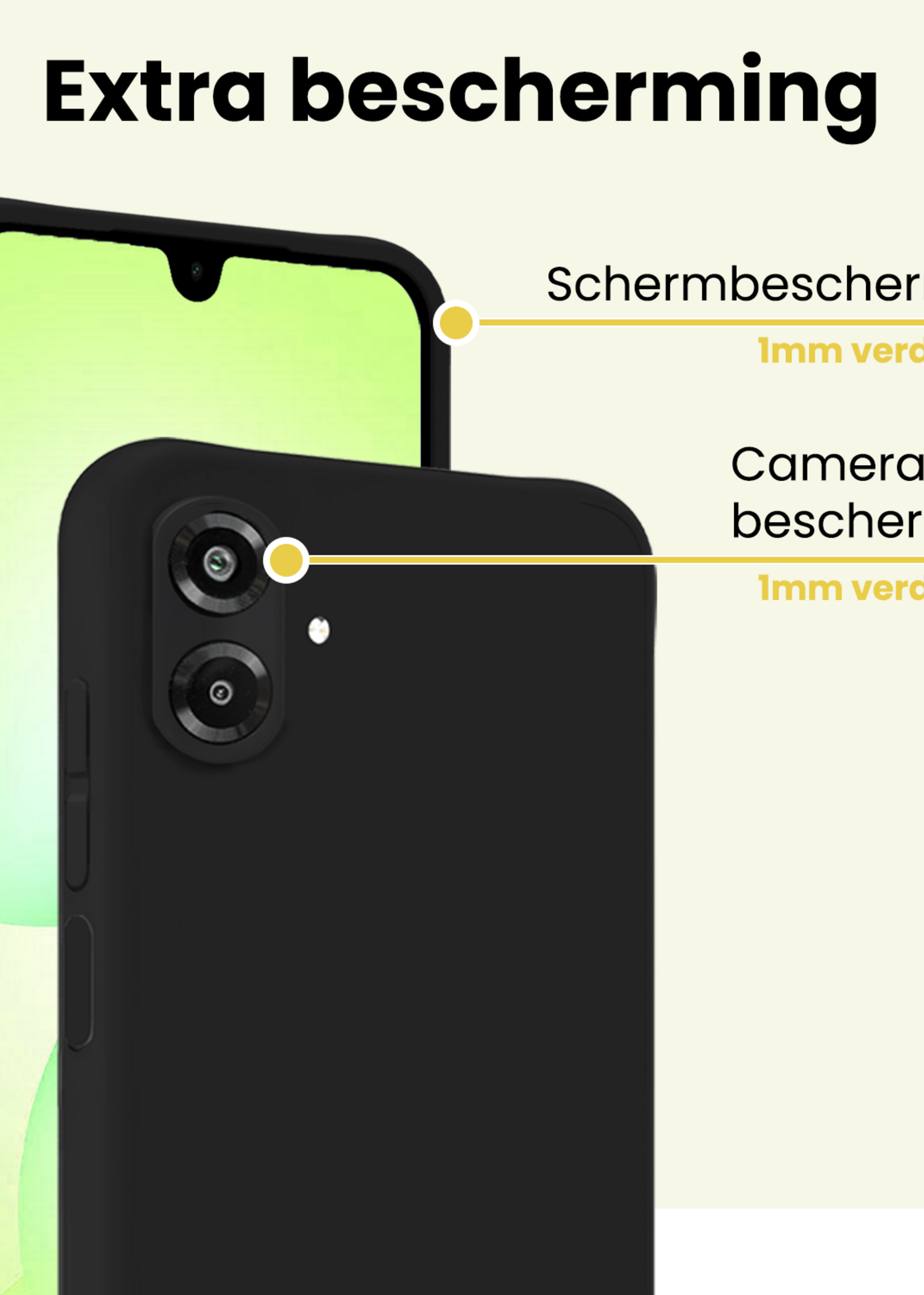 LUQ LUQ Samsung Galaxy A07 4G Hoesje Siliconen Met Screenprotector - Zwart