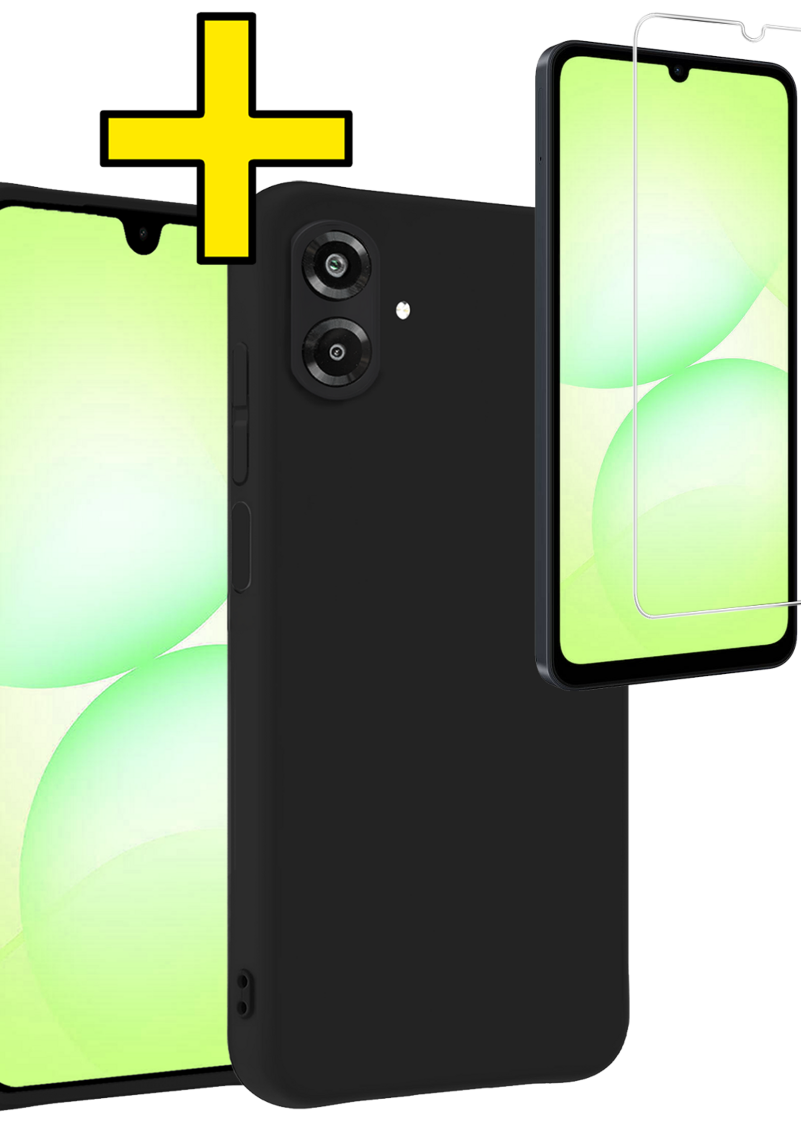 LUQ LUQ Samsung Galaxy A07 4G Hoesje Siliconen Met Screenprotector - Zwart