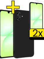 LUQ LUQ Samsung Galaxy A07 4G Hoesje Siliconen Met 2x Screenprotector - Zwart