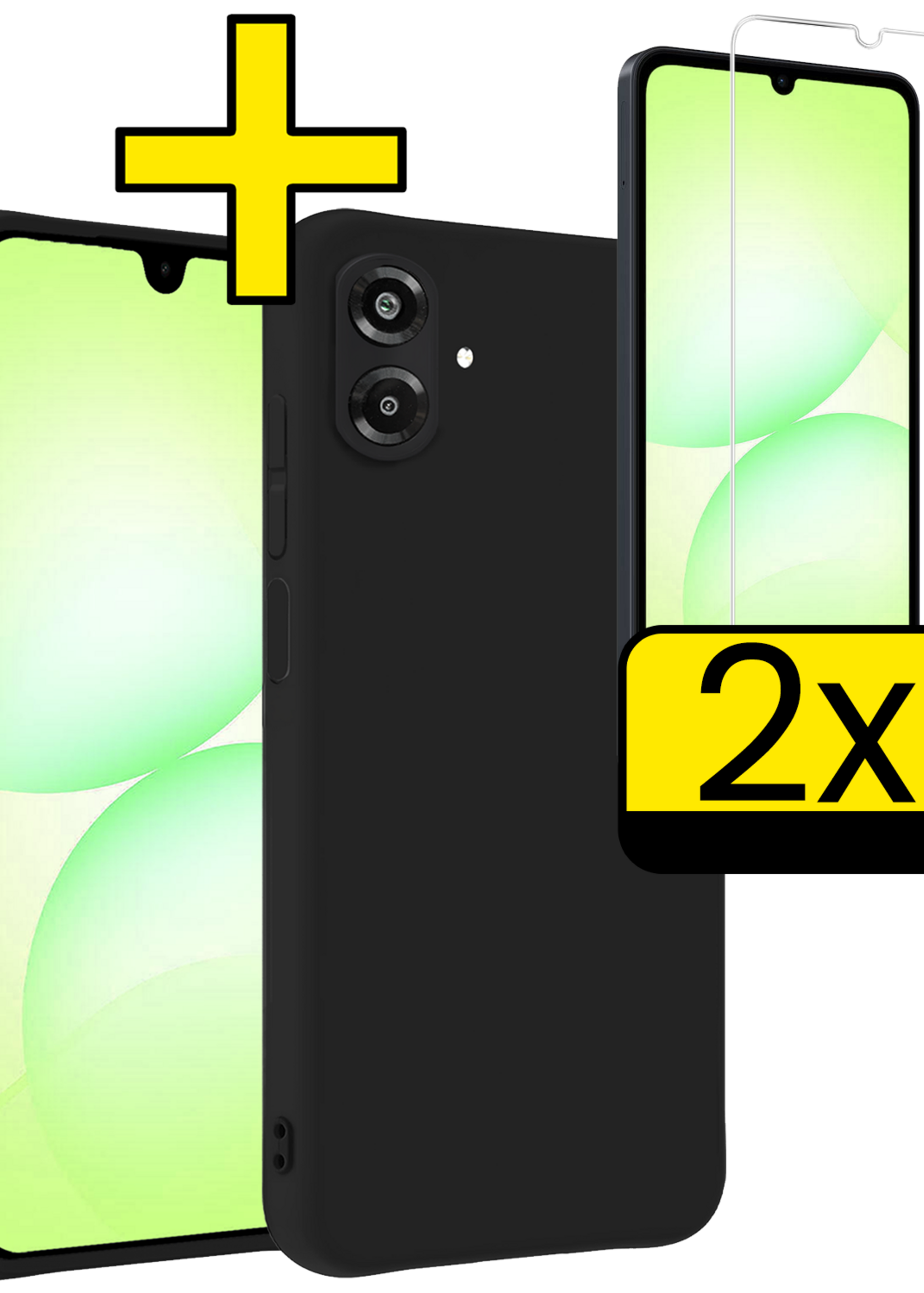 LUQ LUQ Samsung Galaxy A07 4G Hoesje Siliconen Met 2x Screenprotector - Zwart