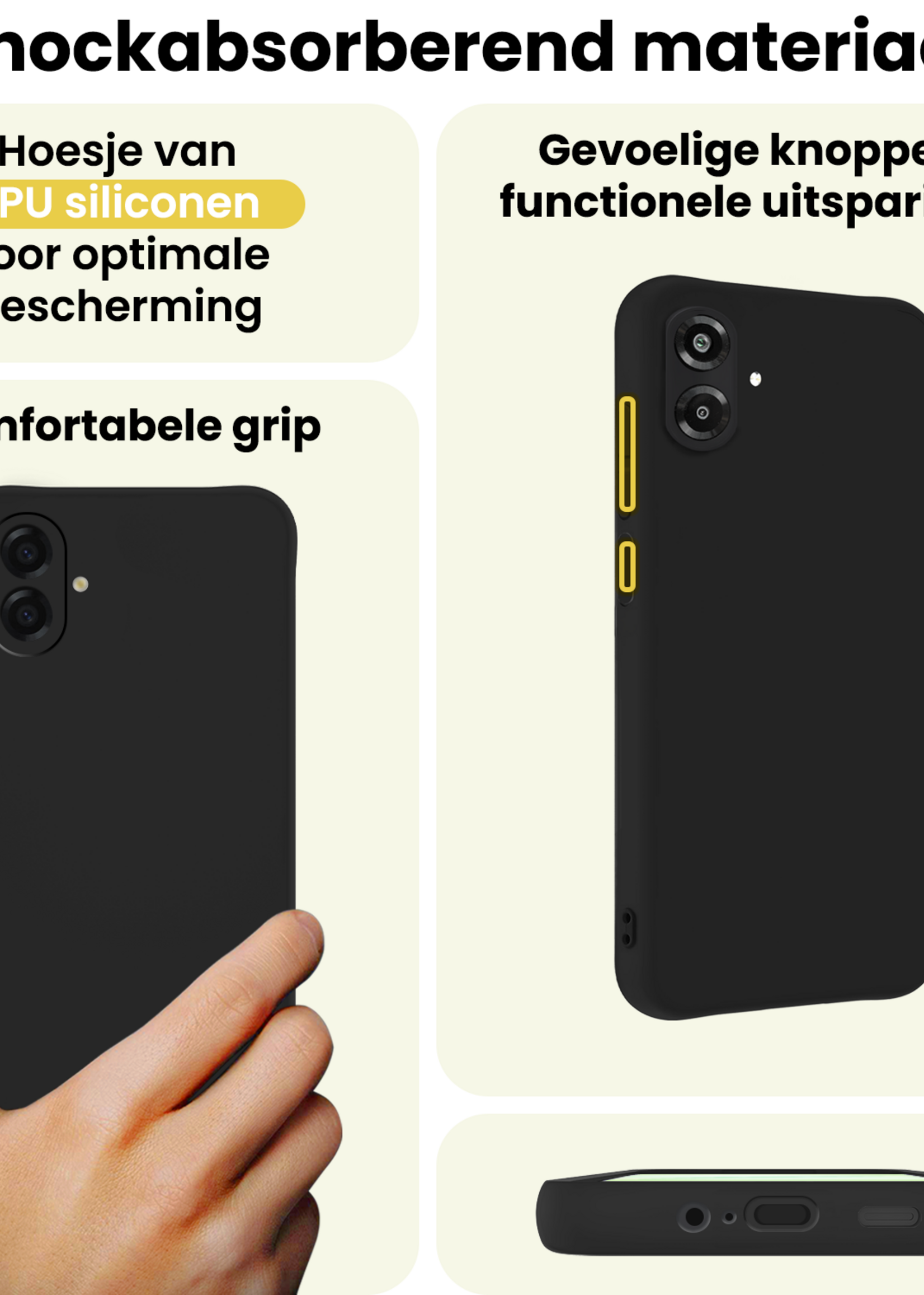 LUQ LUQ Samsung Galaxy A07 4G Hoesje Siliconen Met 2x Screenprotector - Zwart